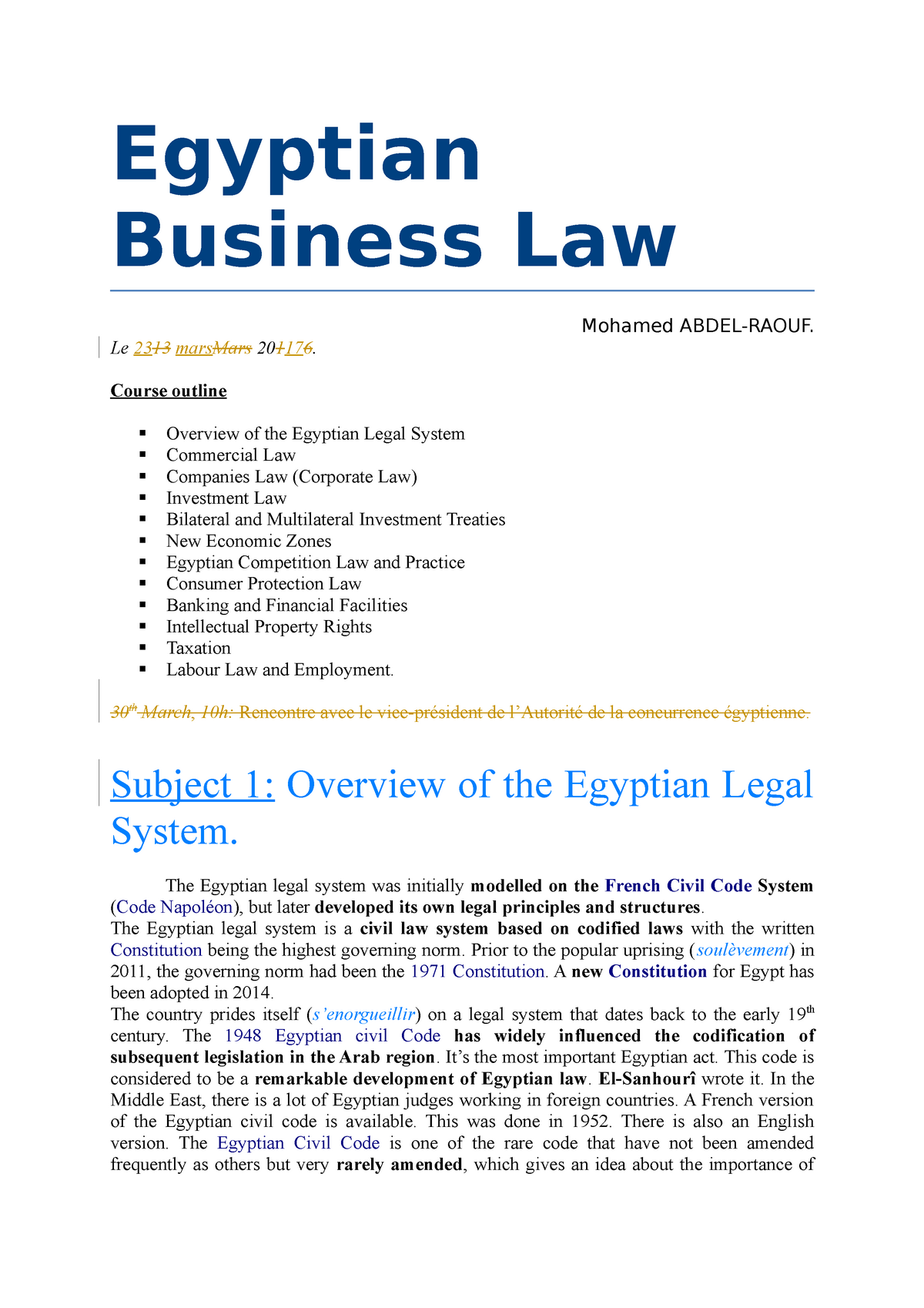 Egyptian Business Law - Egyptian Business Law Mohamed ABDEL-RAOUF. Le ...