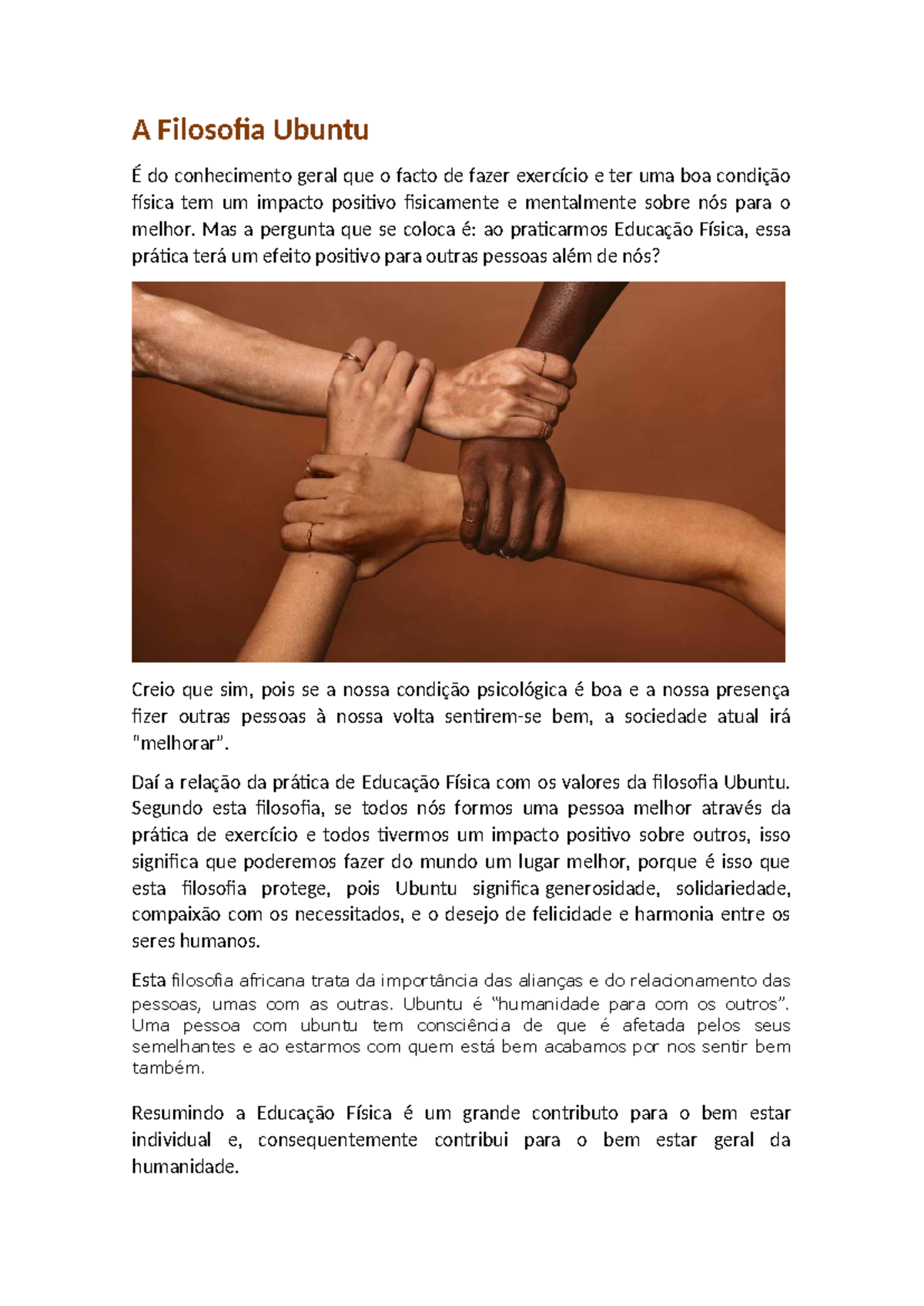 A Filosofia Ubuntu - trabalho - A Filosofia Ubuntu É do conhecimento ...