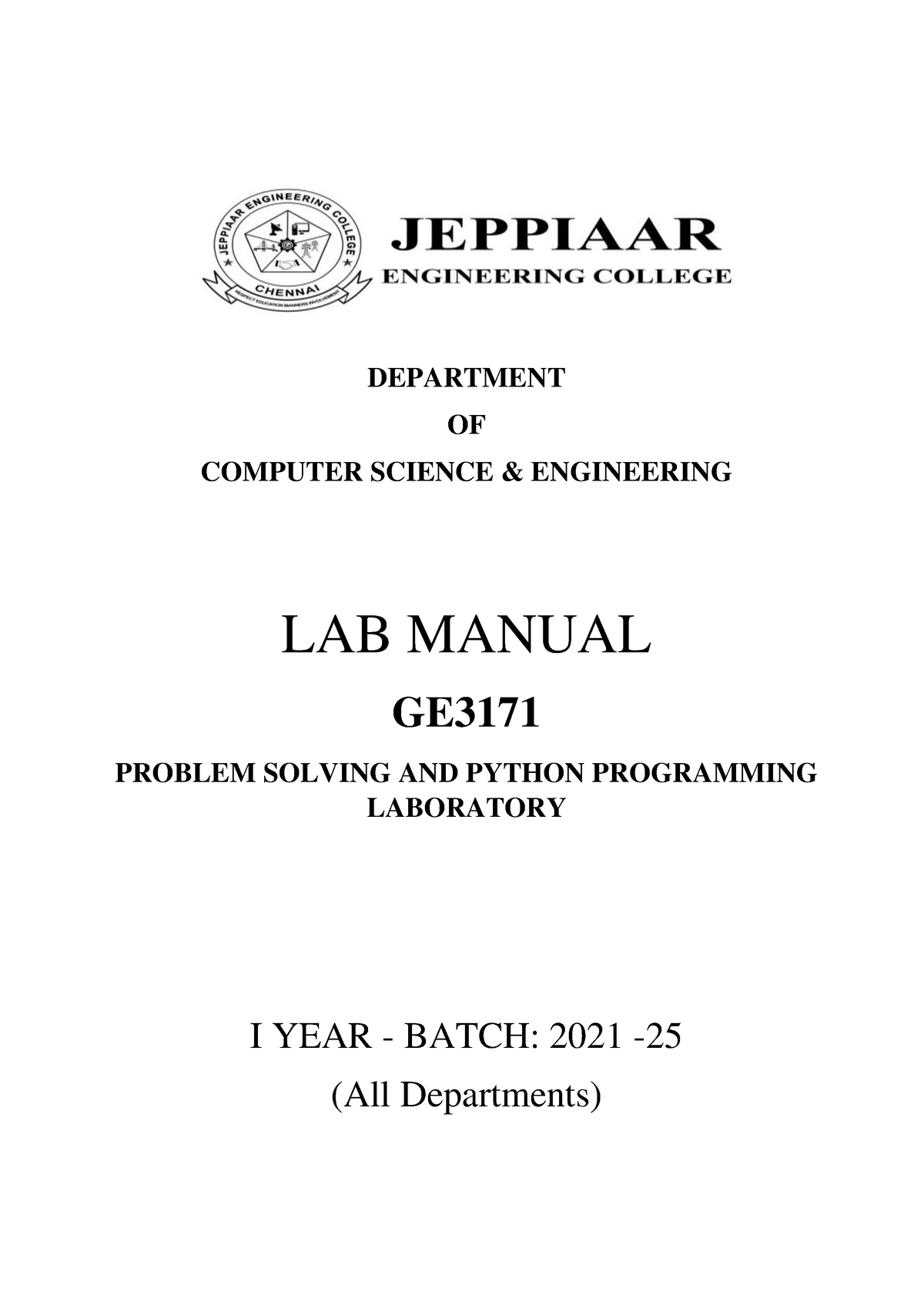 ge3171 problem solving and python programming laboratory