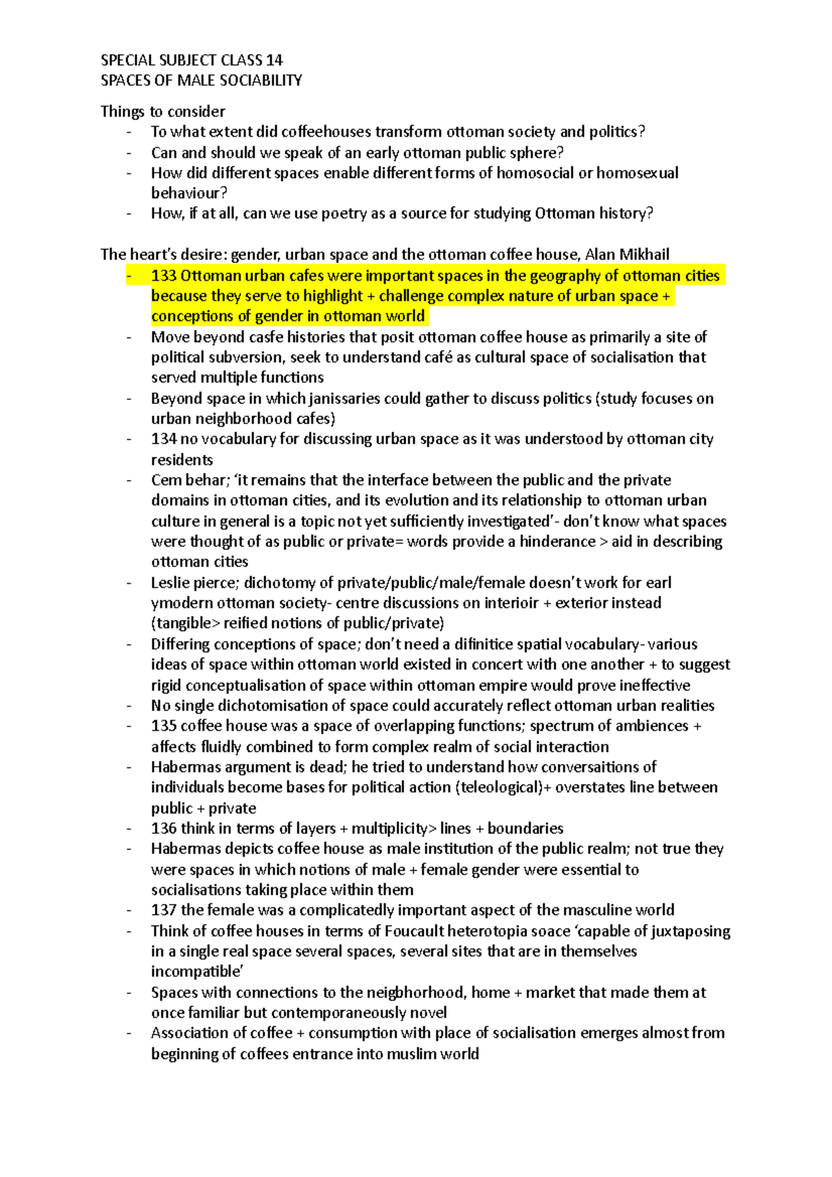 Special subject class 14 - SPACES OF MALE SOCIABILITY Things to ...