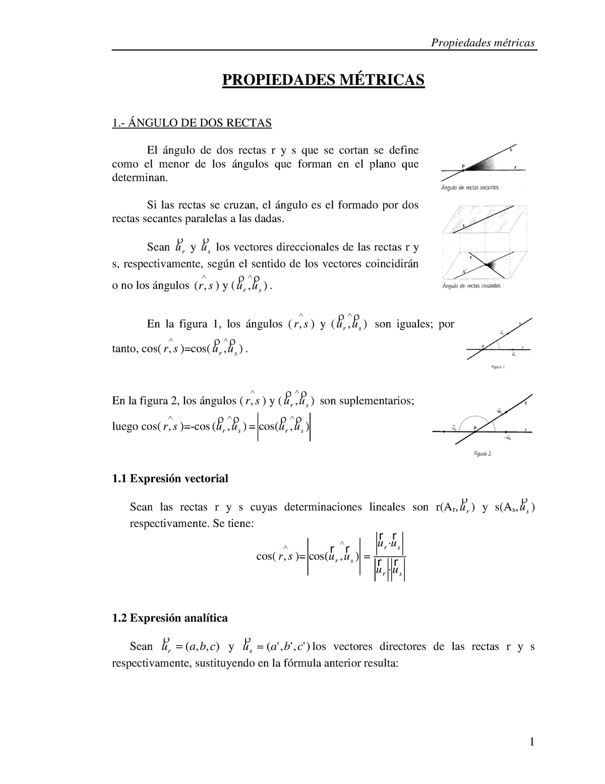 Propiedades Metricas Apuntes Geometria Propiedades Propiedades De Dos Rectas El De Dos Rectas R Studocu