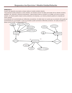 Respuestas a Ejercicios 1 - EJERCICIO 1 A partir del siguiente enunciado se  desea realiza el modelo - Studocu