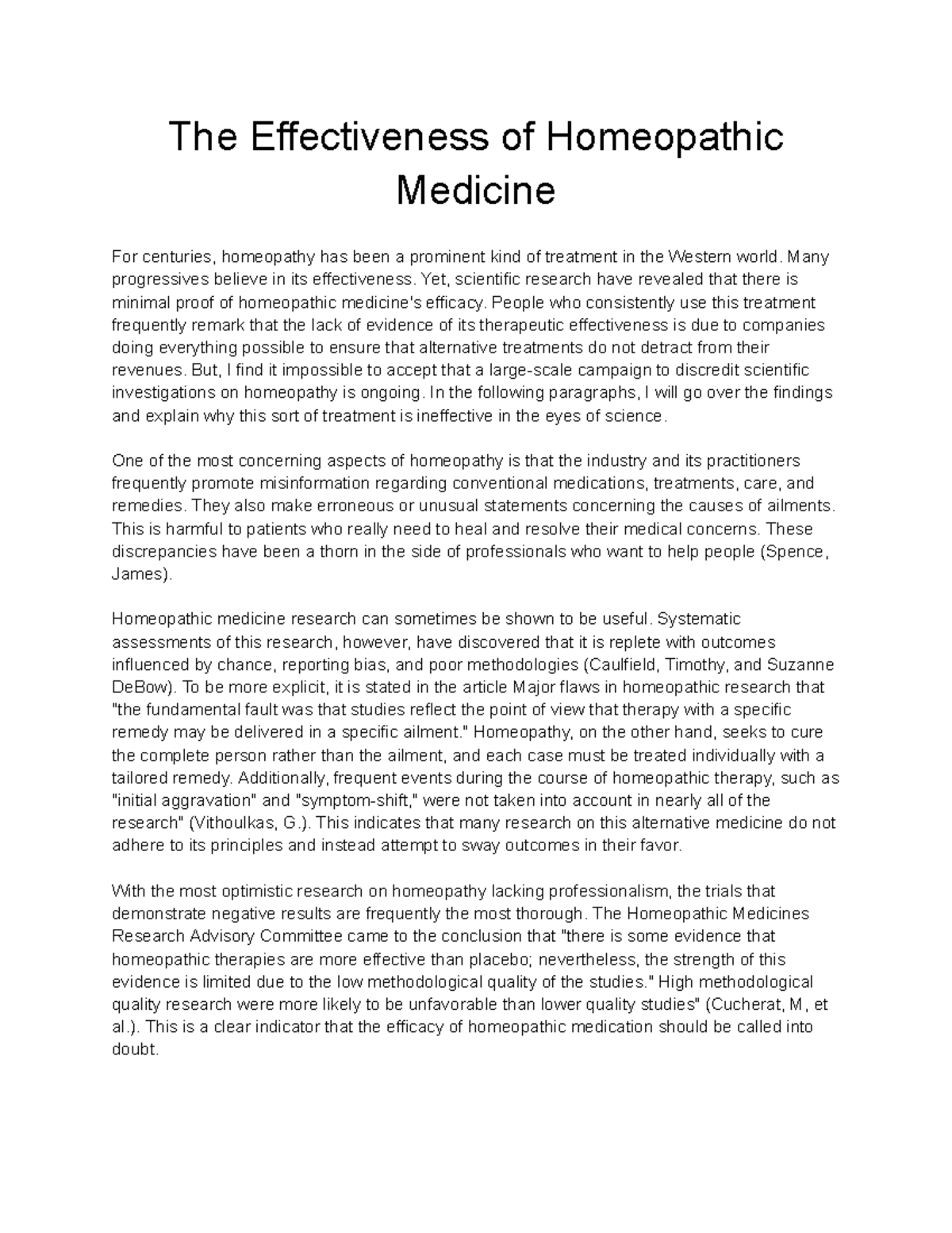 The Effectiveness Of Homeopathic Medicine - The Effectiveness Of ...