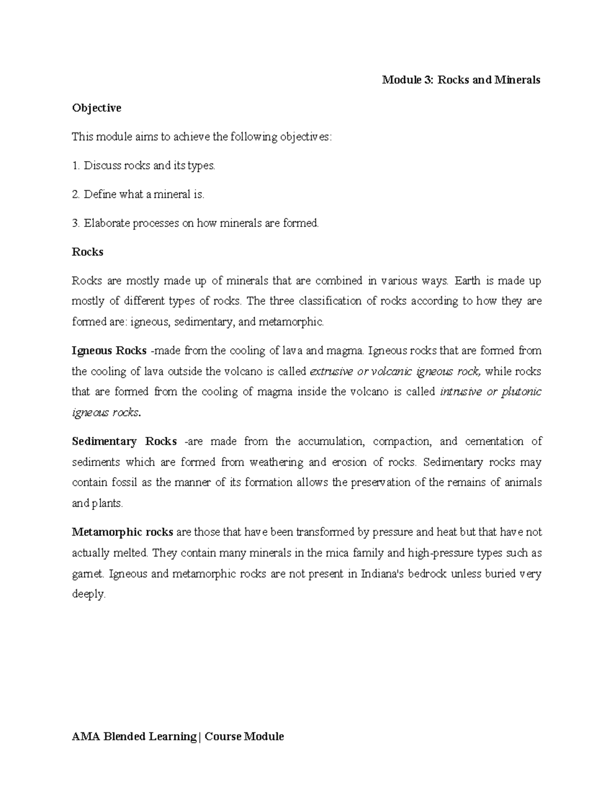 Module 3-Rocks and Minerals - AMA Blended Learning | Course Module ...