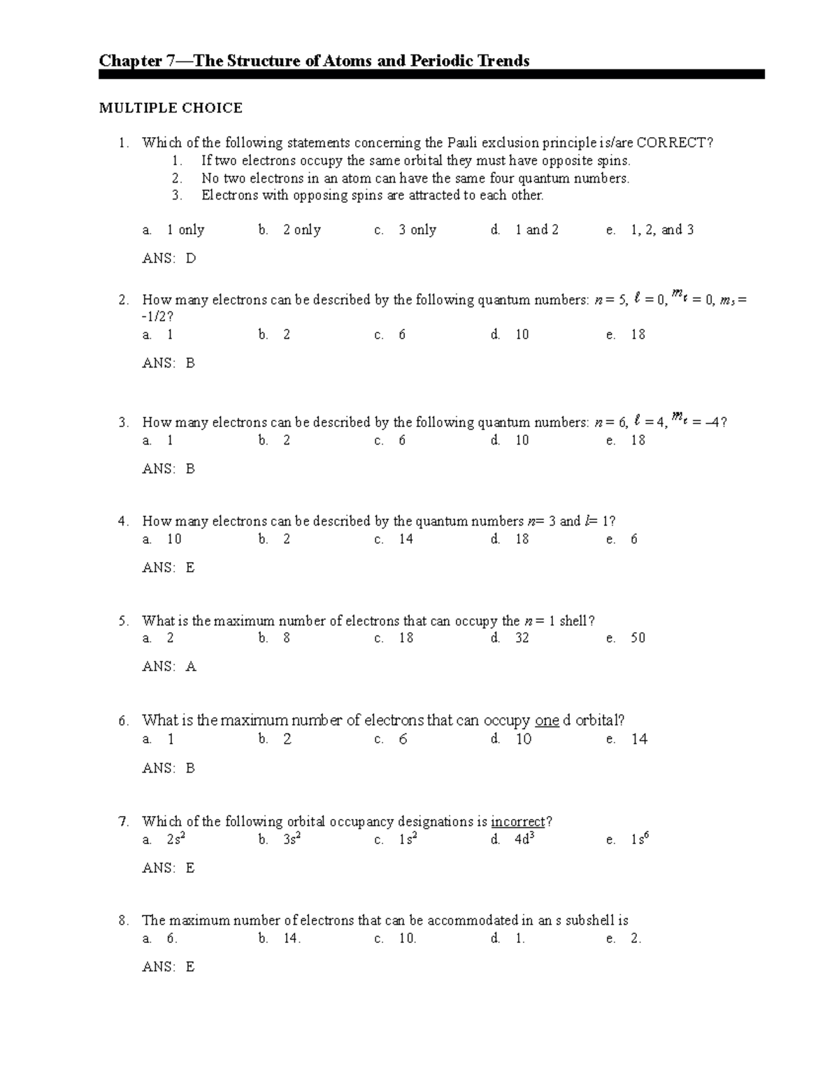 Chemistry & Chemical Reactions Kotz9e TB 07 - Chapter 7—The Structure ...