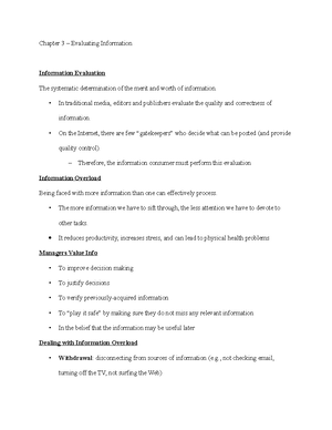 Info Systems Chap 1 Notes - Info Systems Chap 1 Notes Information ...