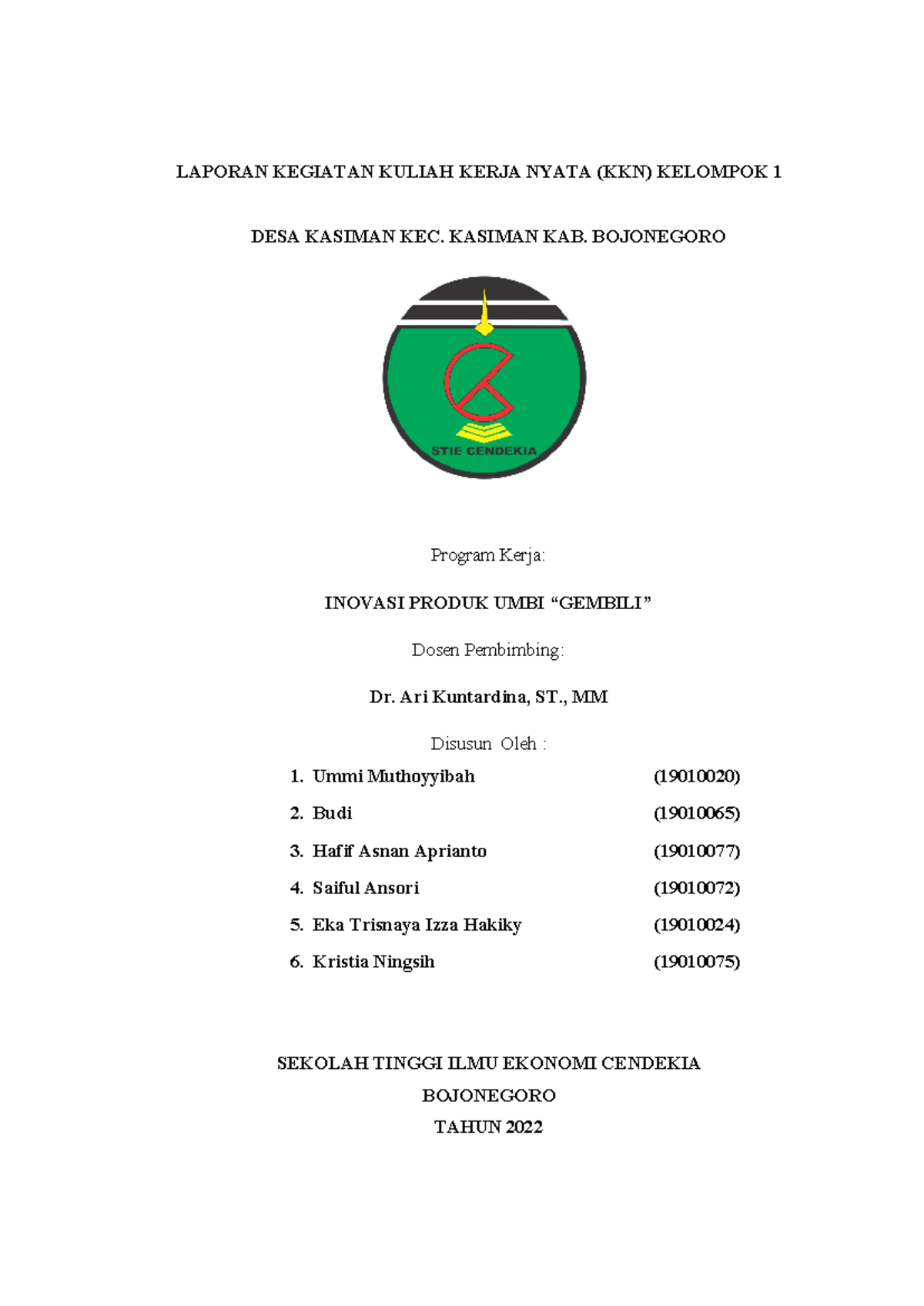 Laporan KKN Revisi - Buat Tugas - LAPORAN KEGIATAN KULIAH KERJA NYATA ...