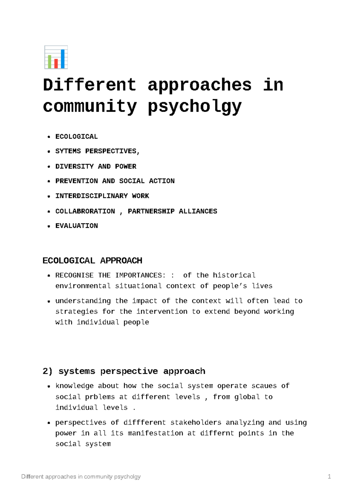 Different approaches in community psycholgy - ̧ Different approaches in ...