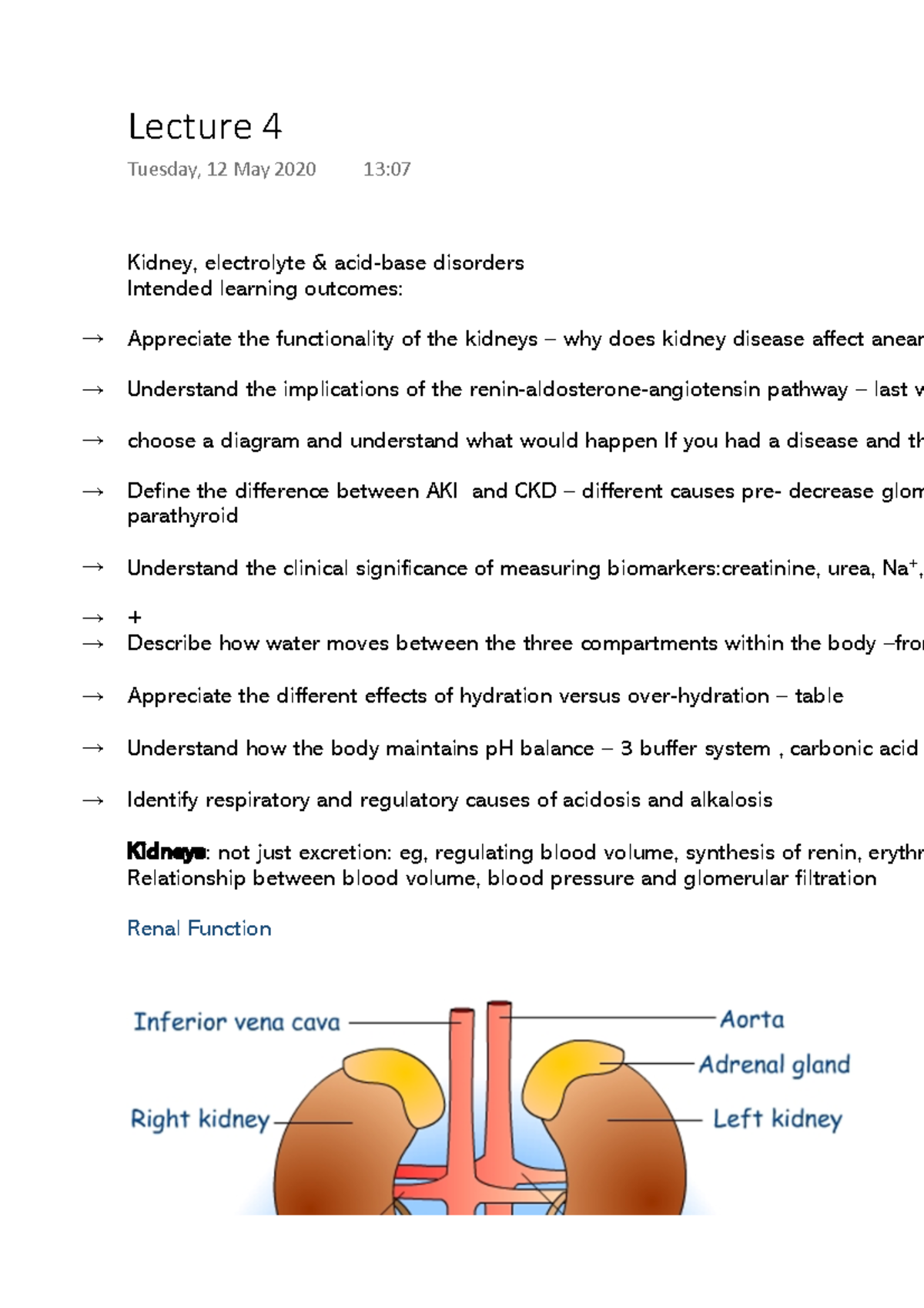 Lecture 4 - 20200202 - Kidney, electrolyte & acid-base disorders ...