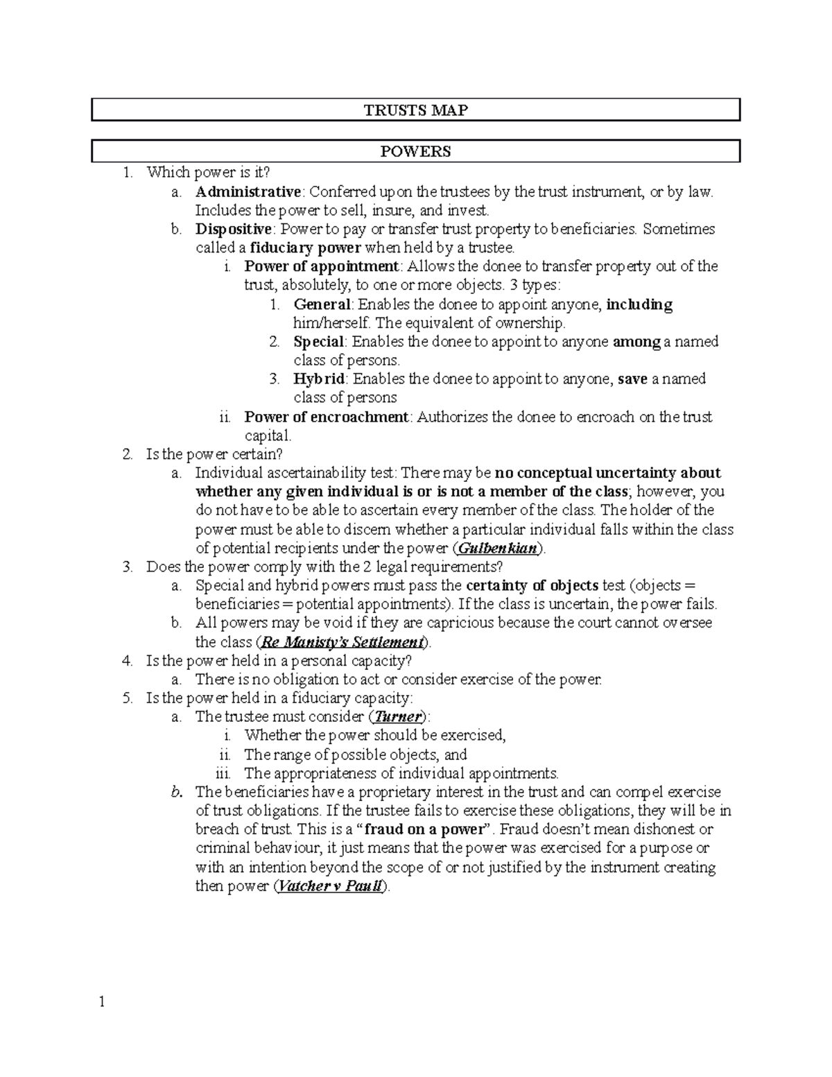 Trusts Map – Phillips - RAN - TRUSTS MAP POWERS Which power is it? a ...