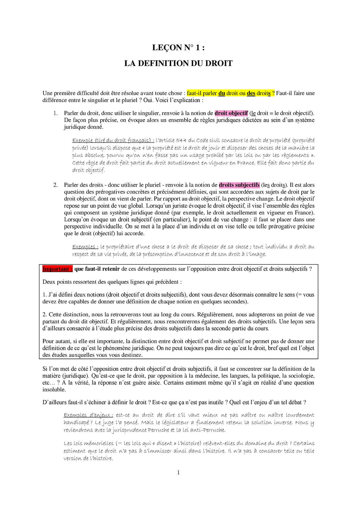 dissertation sur la definition du droit