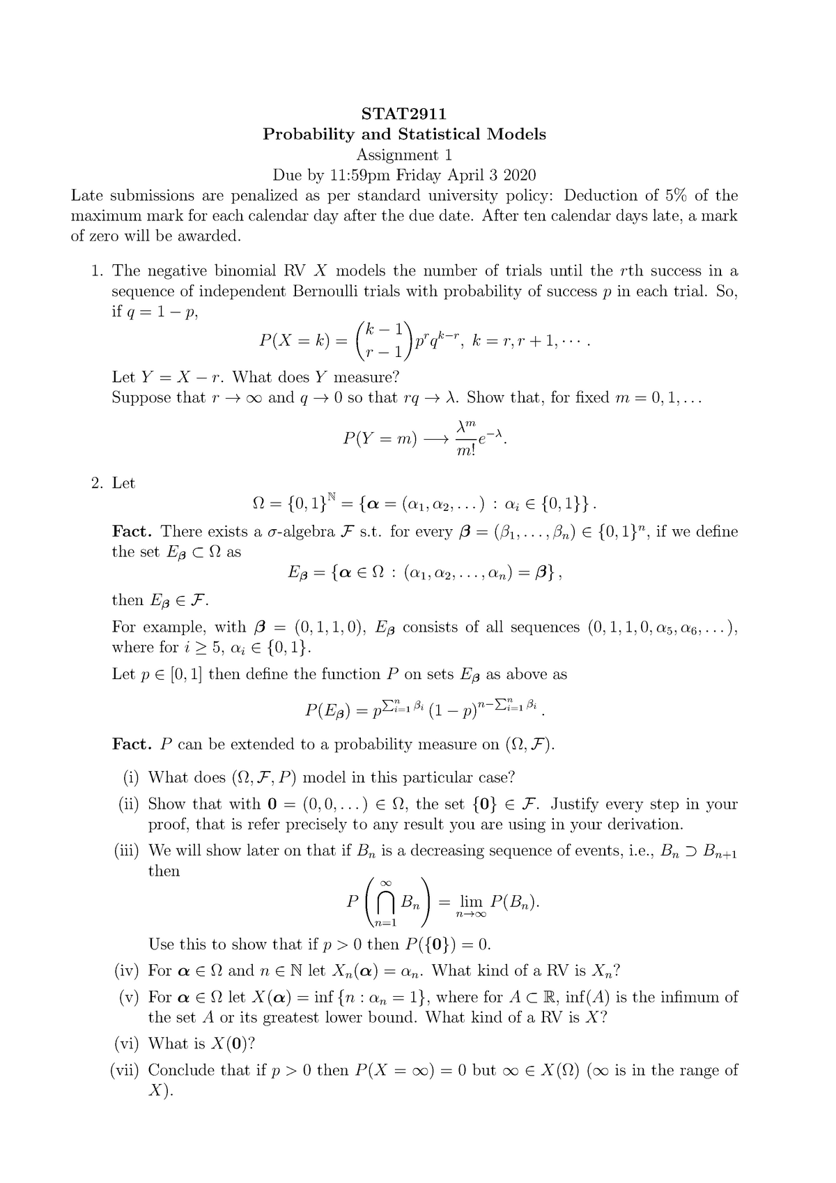 Ass1 20 - STAT2911 Assignment 1 - STAT Probability And Statistical ...