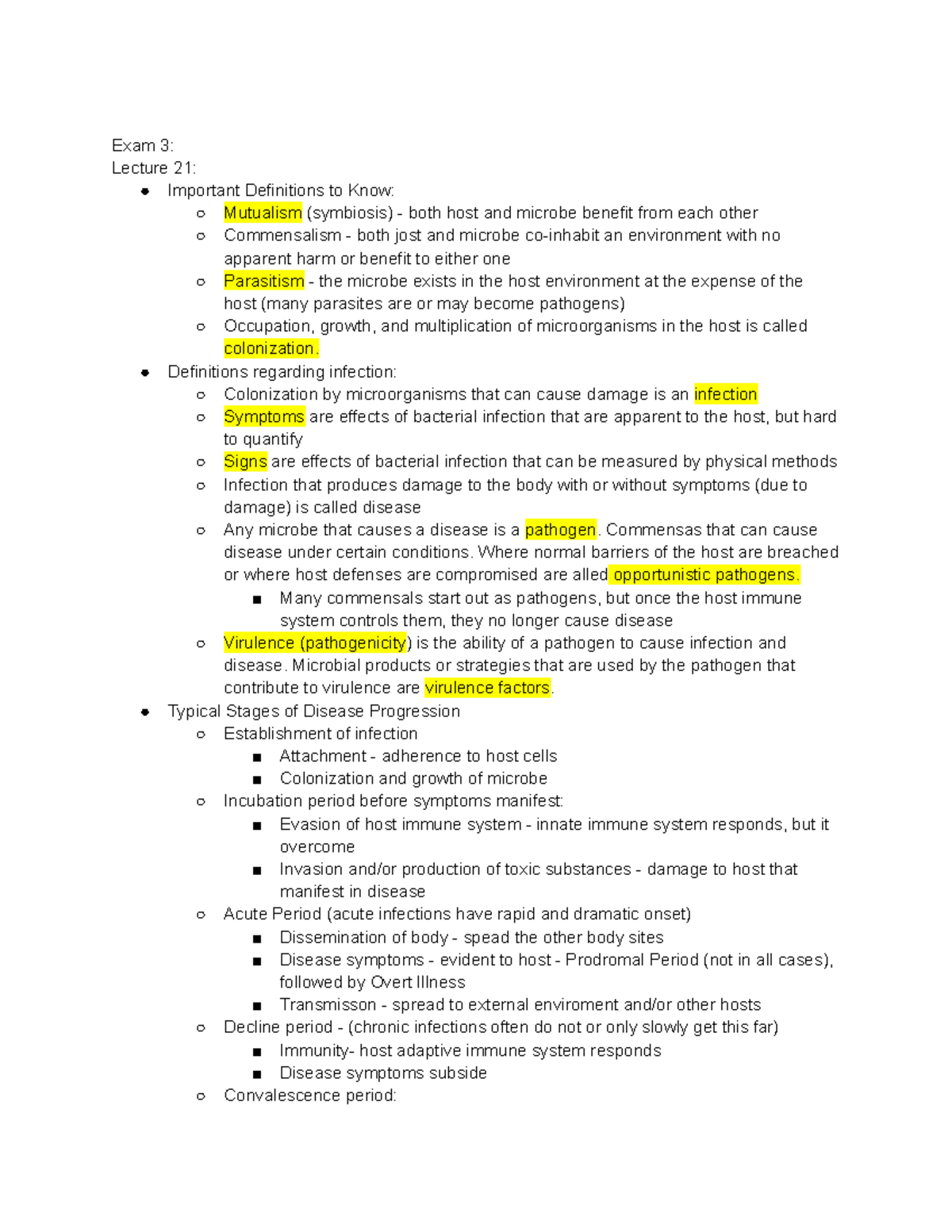 exam 3 study guide - Exam 3: Lecture 21: Important Definitions to Know ...