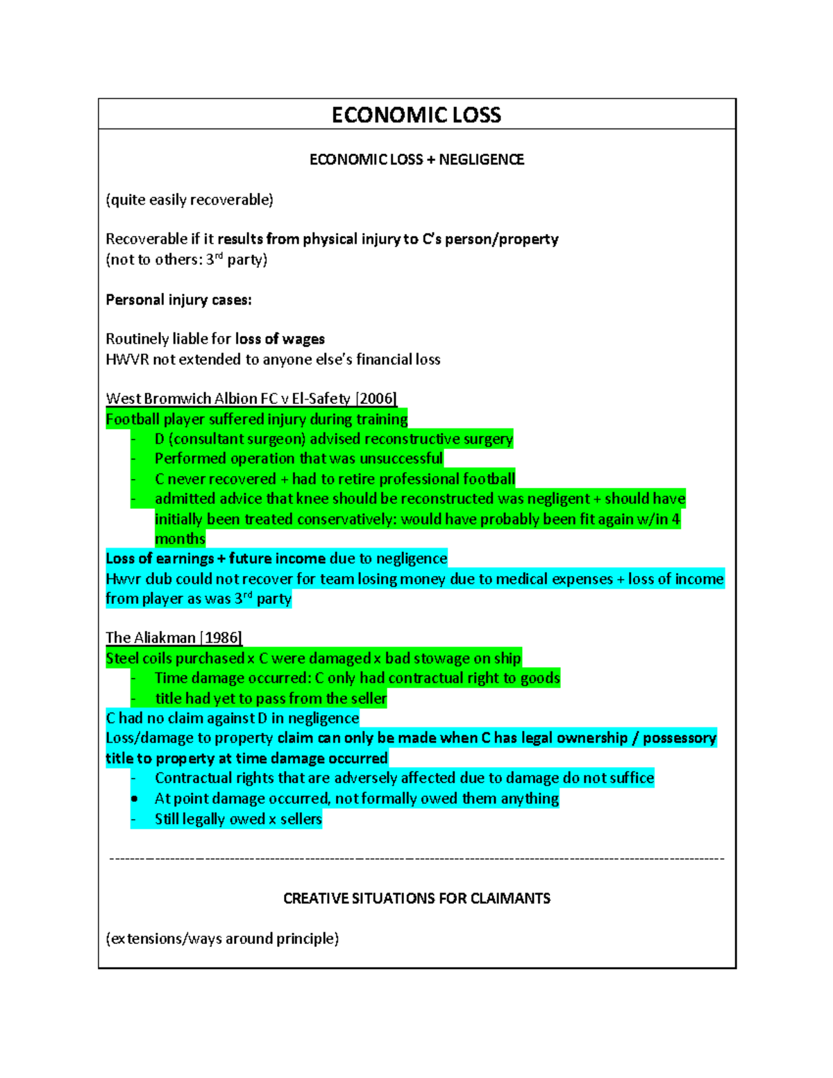 Economic Loss Negligent Misstatement and Extended Hedley Byrne Rule