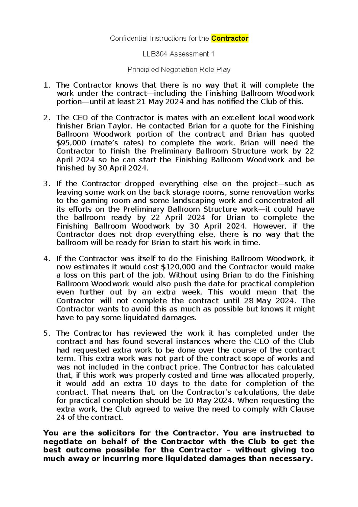 Confidential Instructions for the contractor RW 2 - Confidential ...