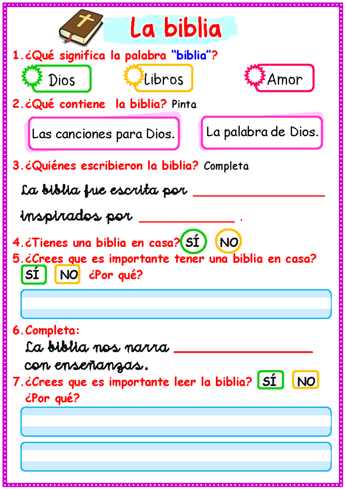 Ficha Conocemos LA Biblia Maestra 1.¿Qué significa la palabra