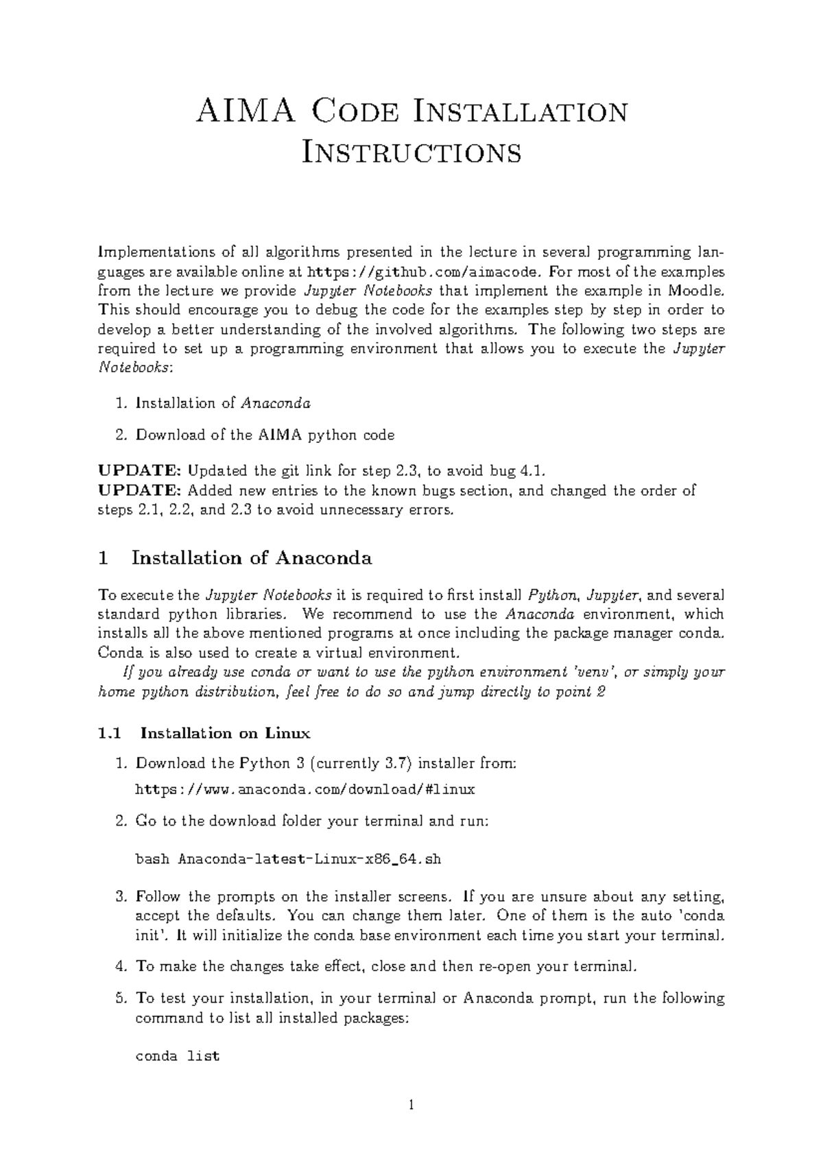 AIMA installation - Grundlagen der KI - AIMA Code Installation ...