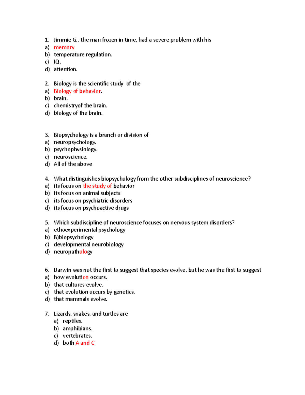 Midterm - Clinical Psychology - Jimmie G., the man frozen in time, had ...