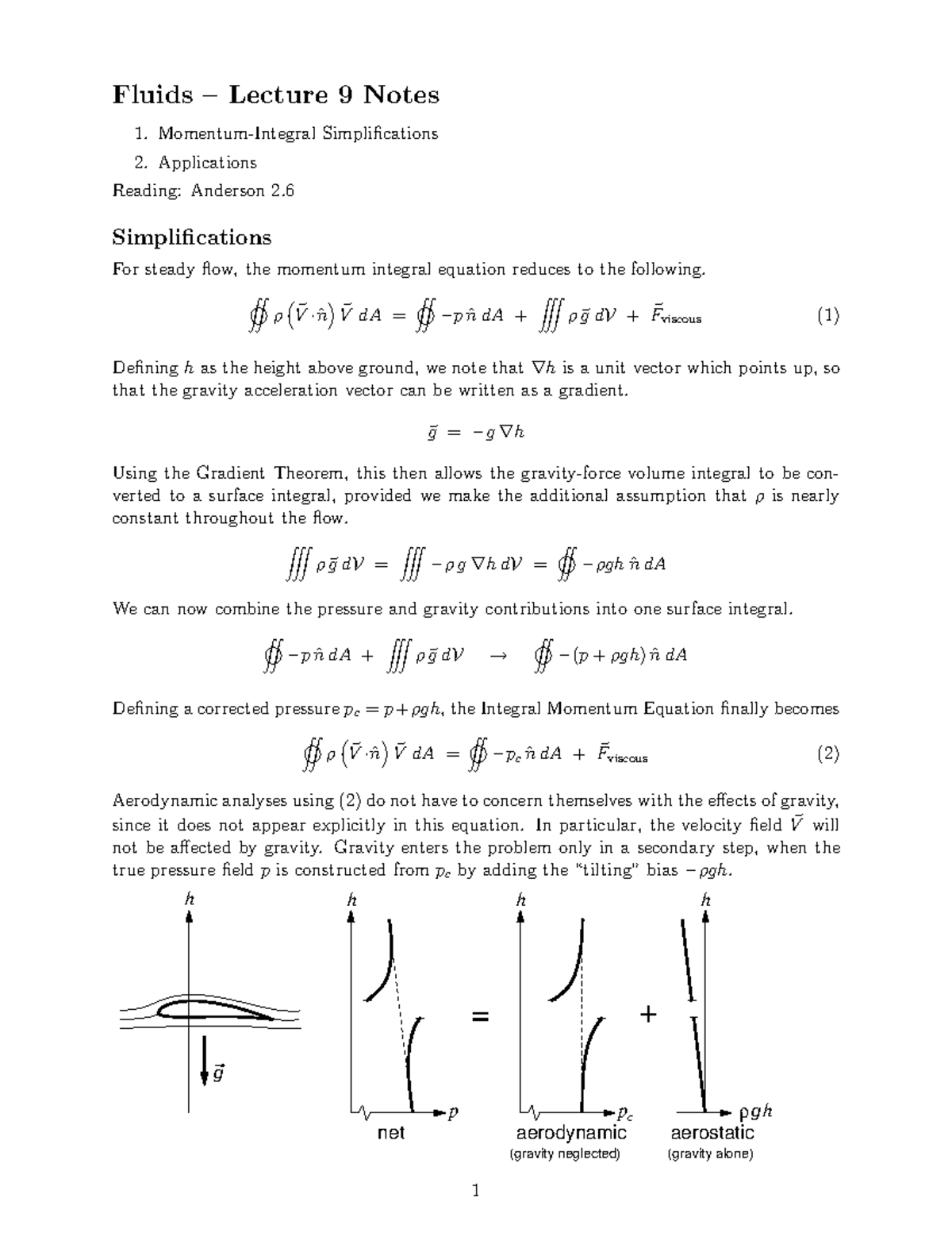 F09 - Summary Fluid mechanics - Fluids – Lecture 9 Notes Momentum ...