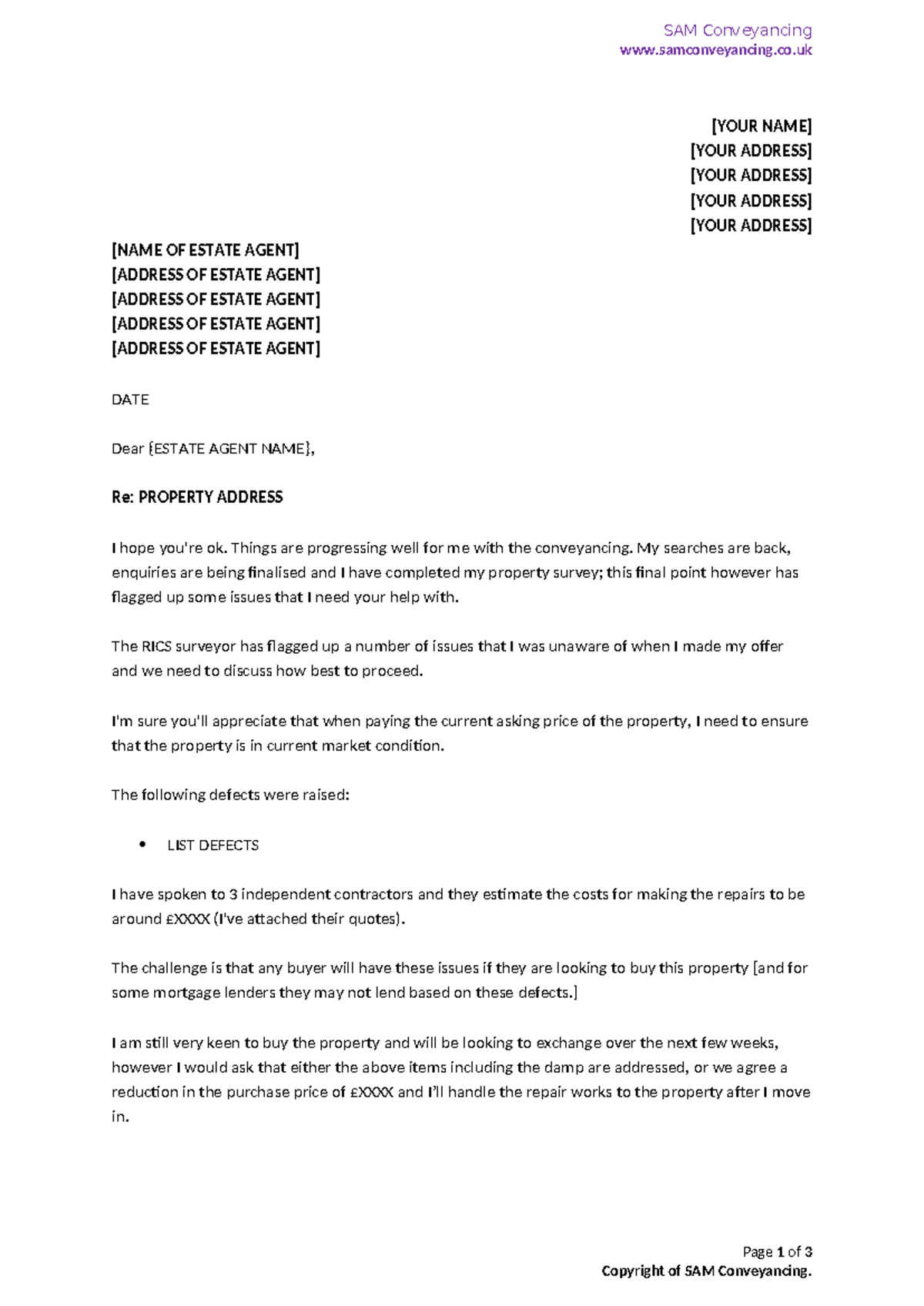 HowtoNegotiateHousePriceTemplate 4 SAM Conveyancing