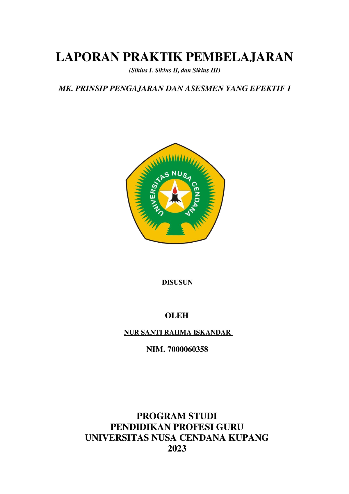 Laporan Mengajar Terbimbing - LAPORAN PRAKTIK PEMBELAJARAN (Siklus I ...