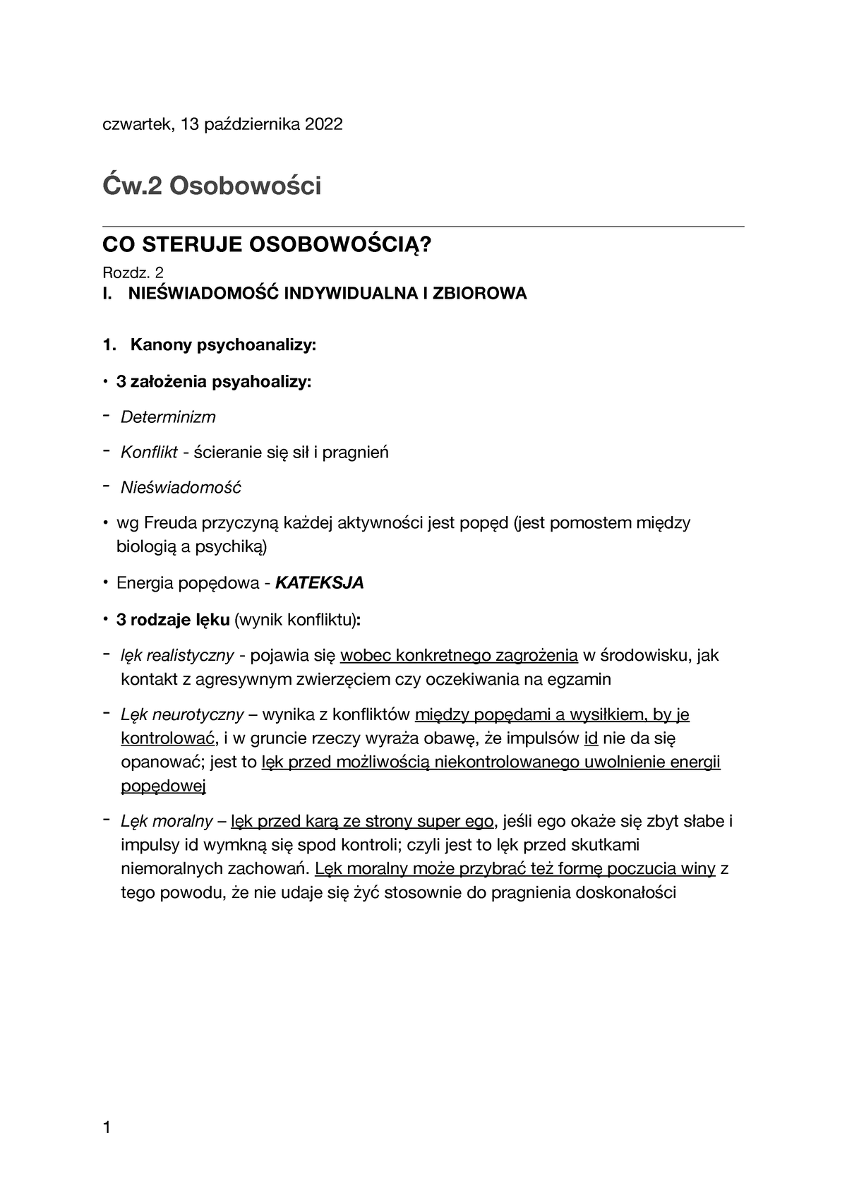 Ćw.2 Osobowości - Czwartek, 13 Pa{dziernika 2022 W Osobowo[ci CO ...