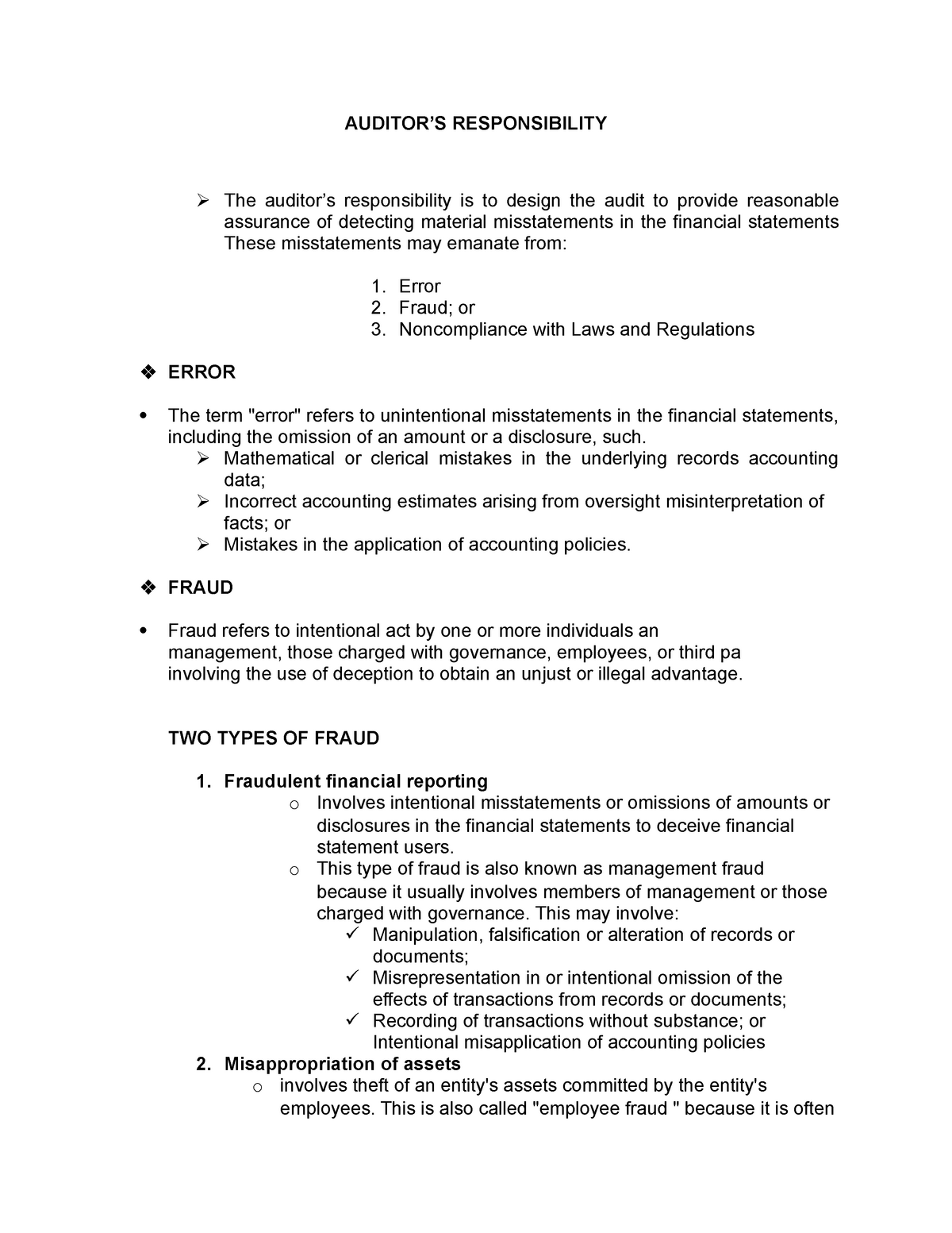 Auditing Theory Summary Auditing Responsibility As Well As The 240 Psa By Jekell Milan Book 5133