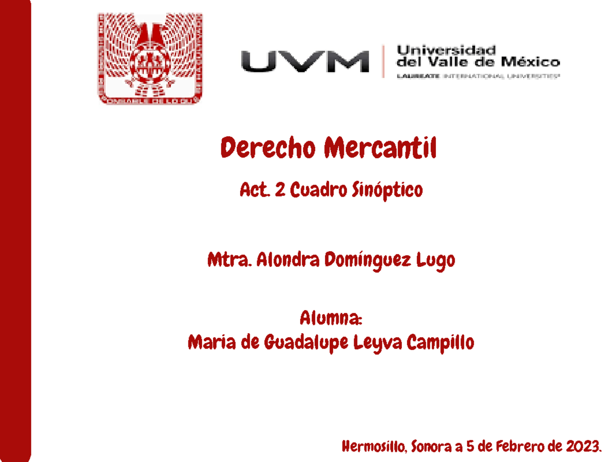 Act Derecho Mercantil Derecho Mercantil Act Cuadro Sin Ptico Mtra Alondra Dom Nguez Lugo