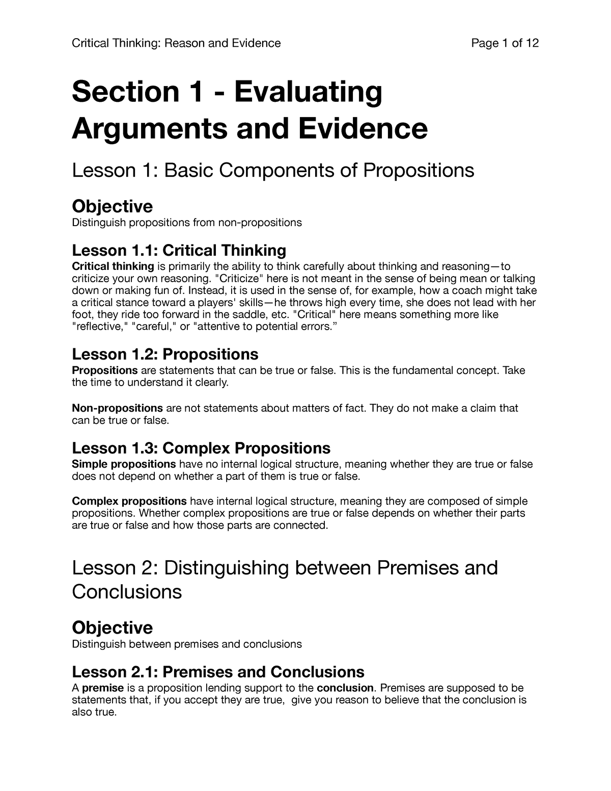 evaluating evidence critical thinking