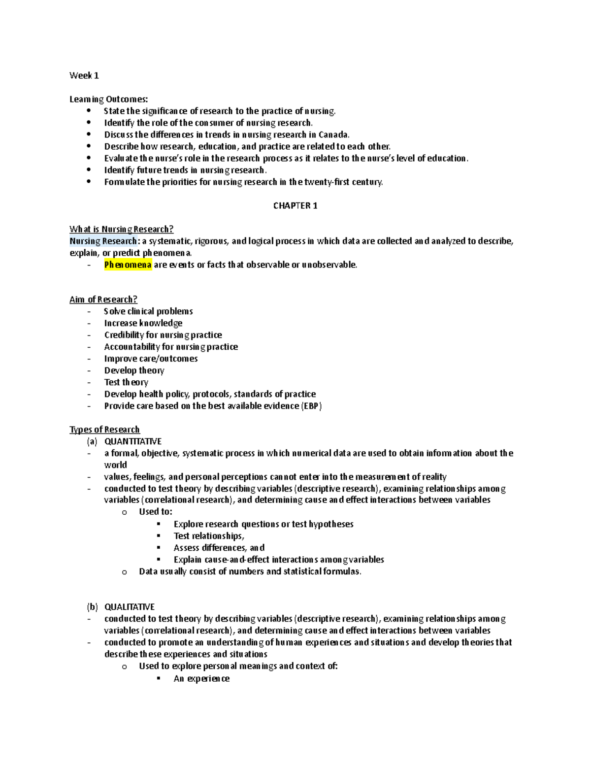 Week 1 - notes - Week 1 Learning Outcomes: State the significance of ...