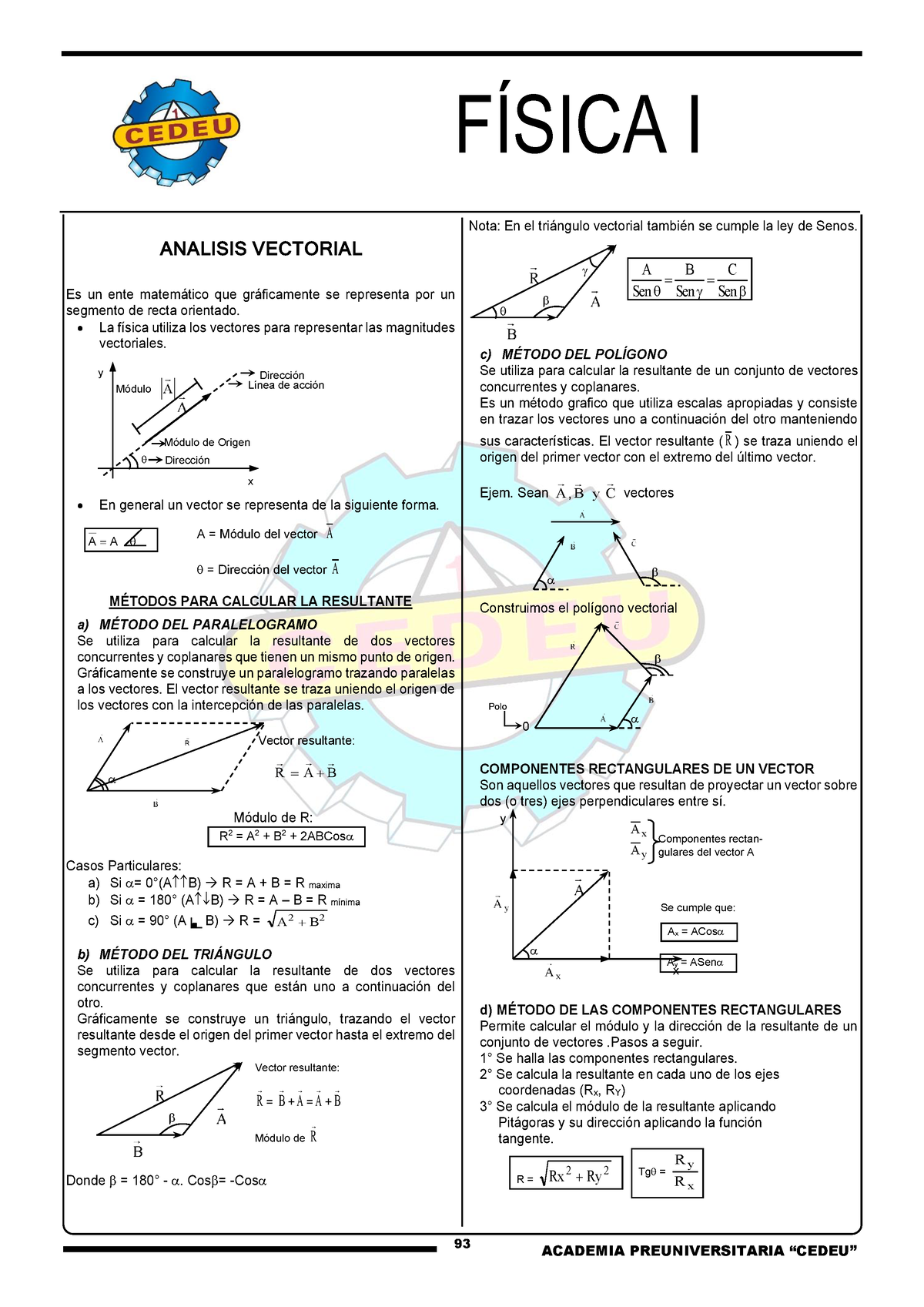 Fisica I - Probelmas - 93 ANALISIS VECTORIAL Es Un Ente Matemático Que ...