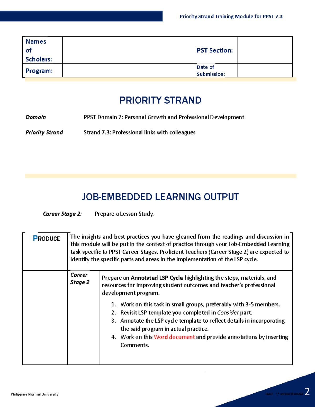 PST Module-8 Career-Stage-2-JEL-Output - Names of Scholars: PST Section ...