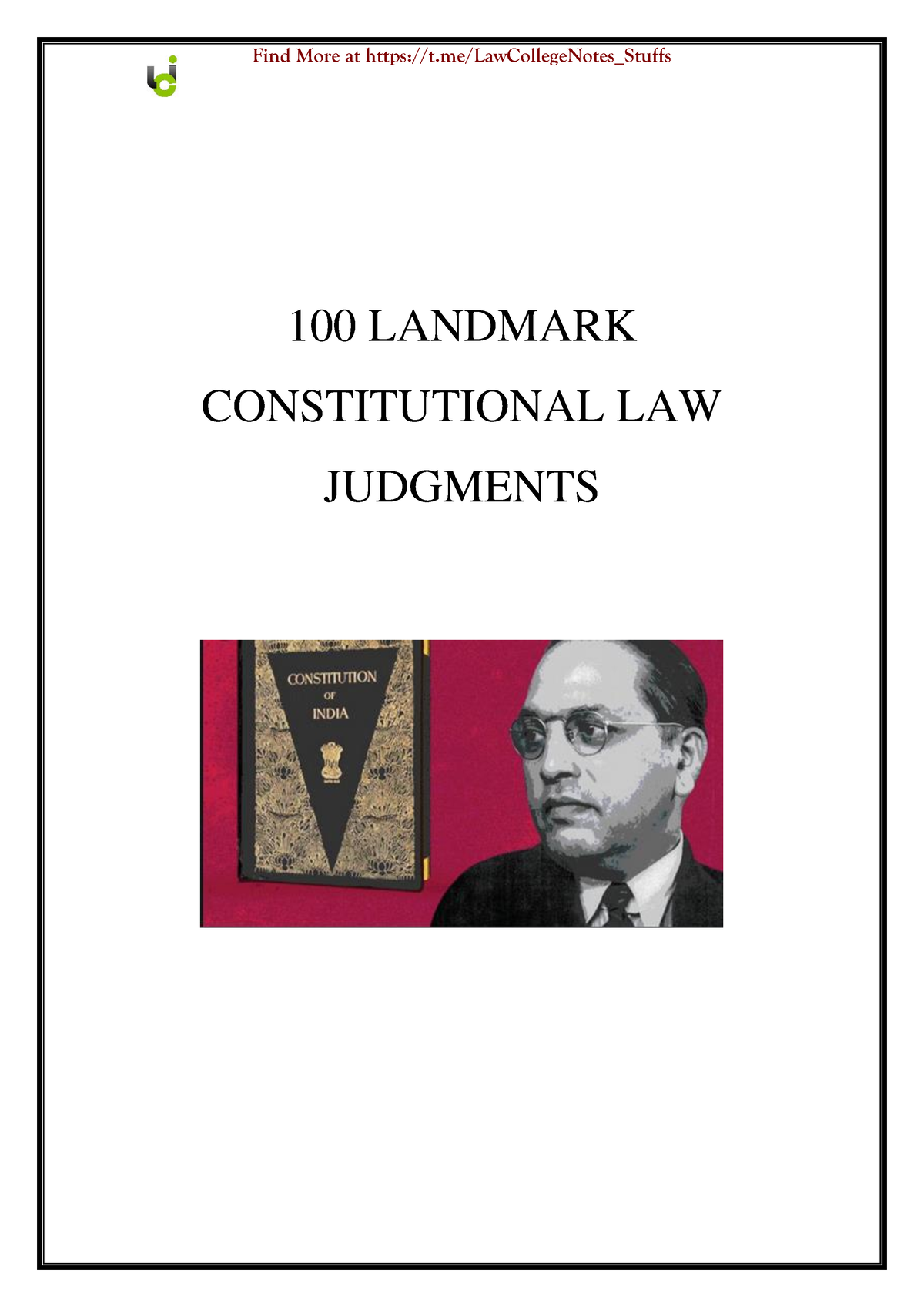 100 Constitutional Law Judgements - 100 LANDMARK CONSTITUTIONAL LAW ...