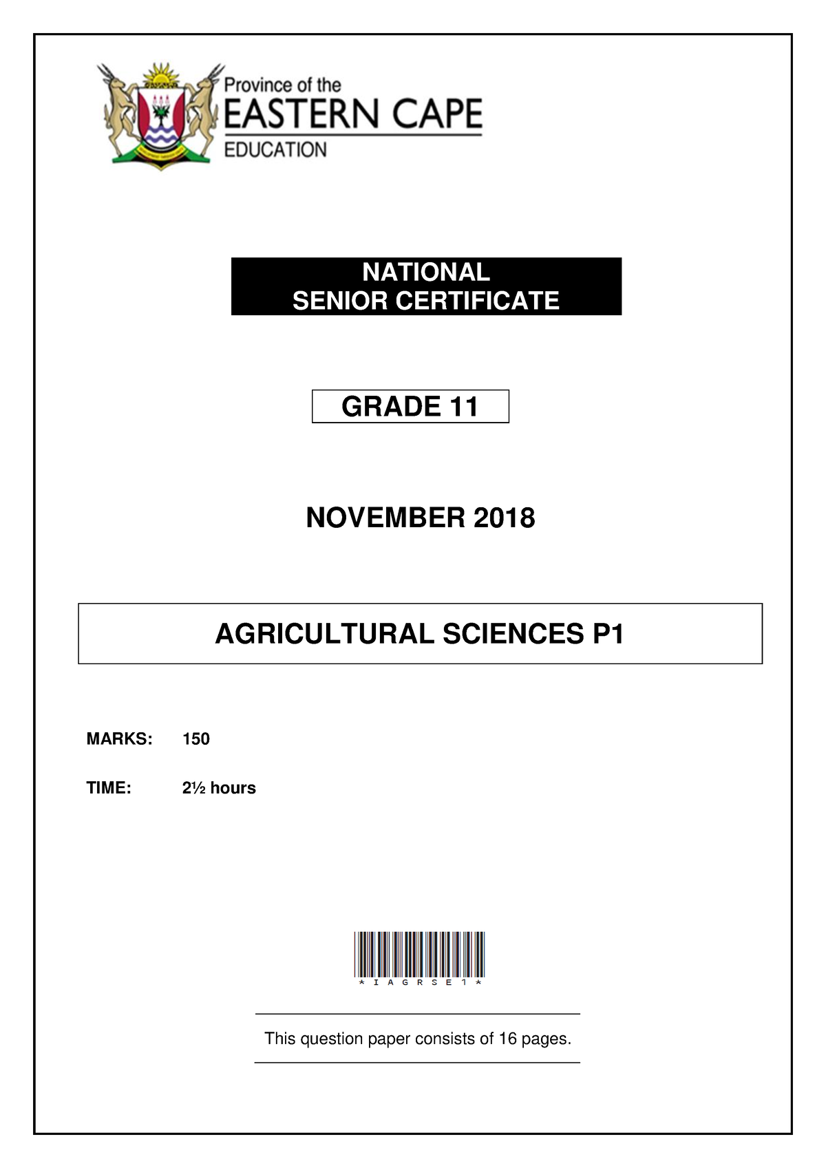 Agric SC P1 QP GR11 NOV 2018 English 1 NATIONAL SENIOR CERTIFICATE   Thumb 1200 1697 