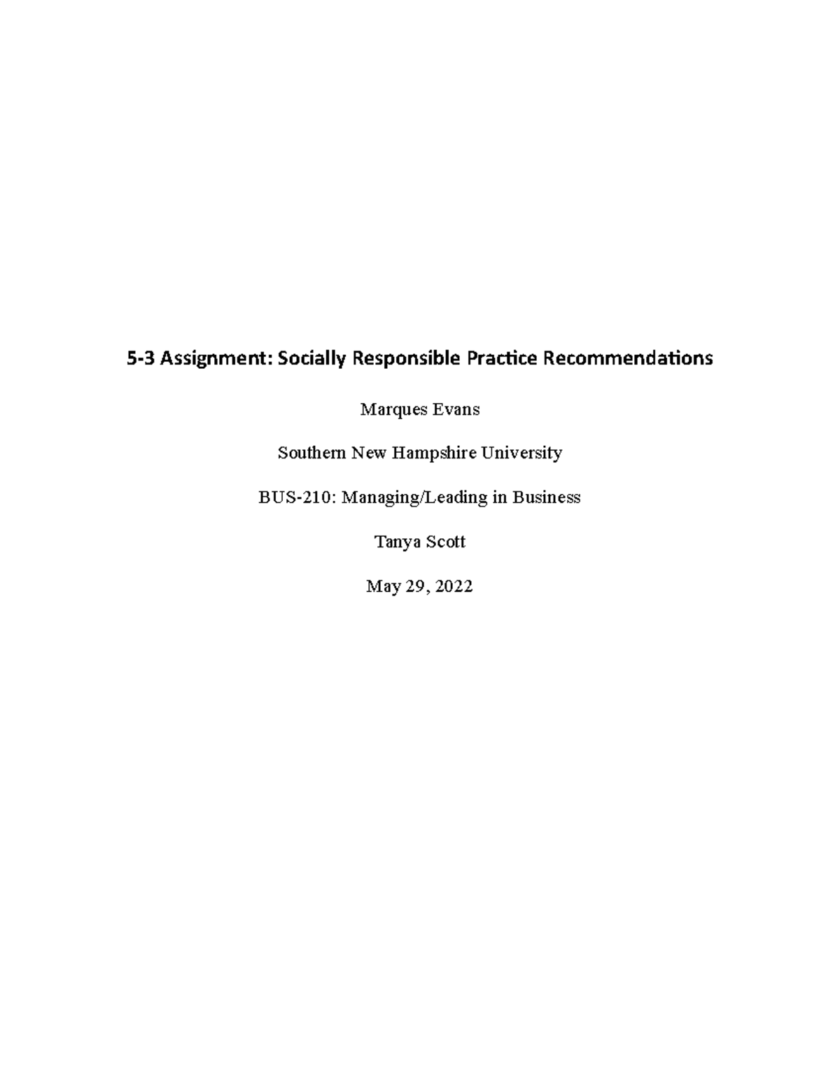 5 3 assignment socially responsible practice recommendations