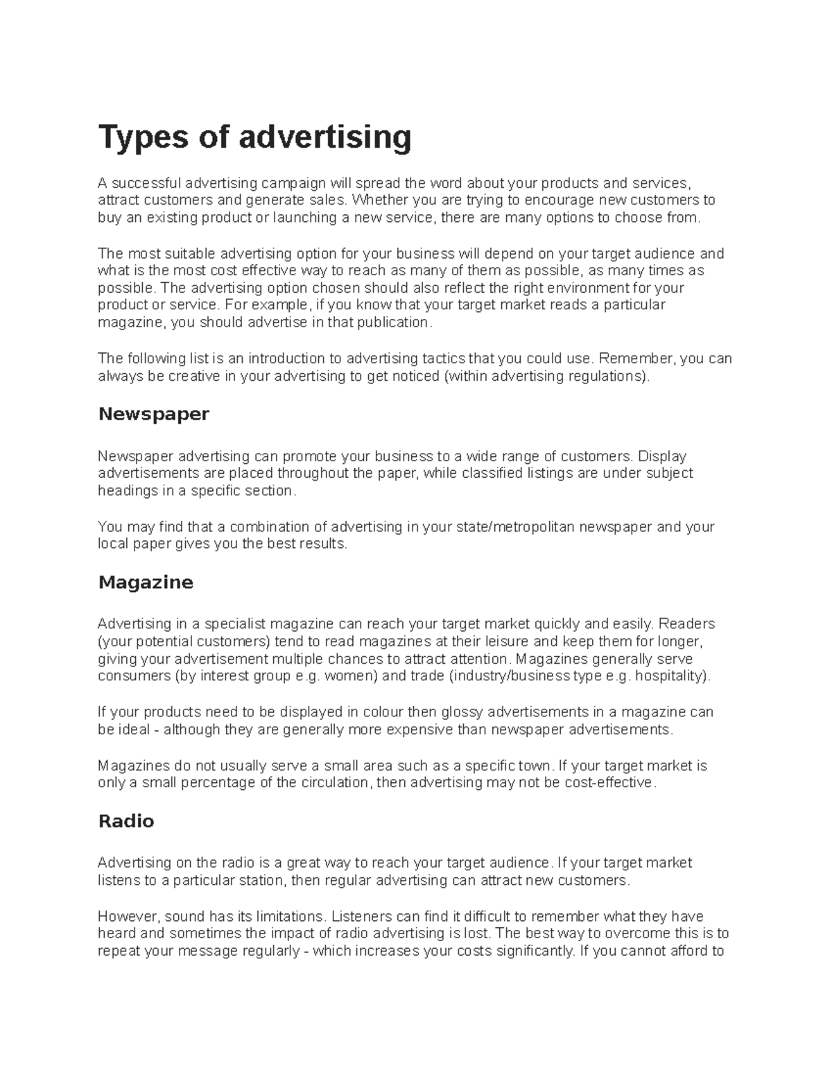 Types of advertising - Different advertisement - Types of advertising A ...