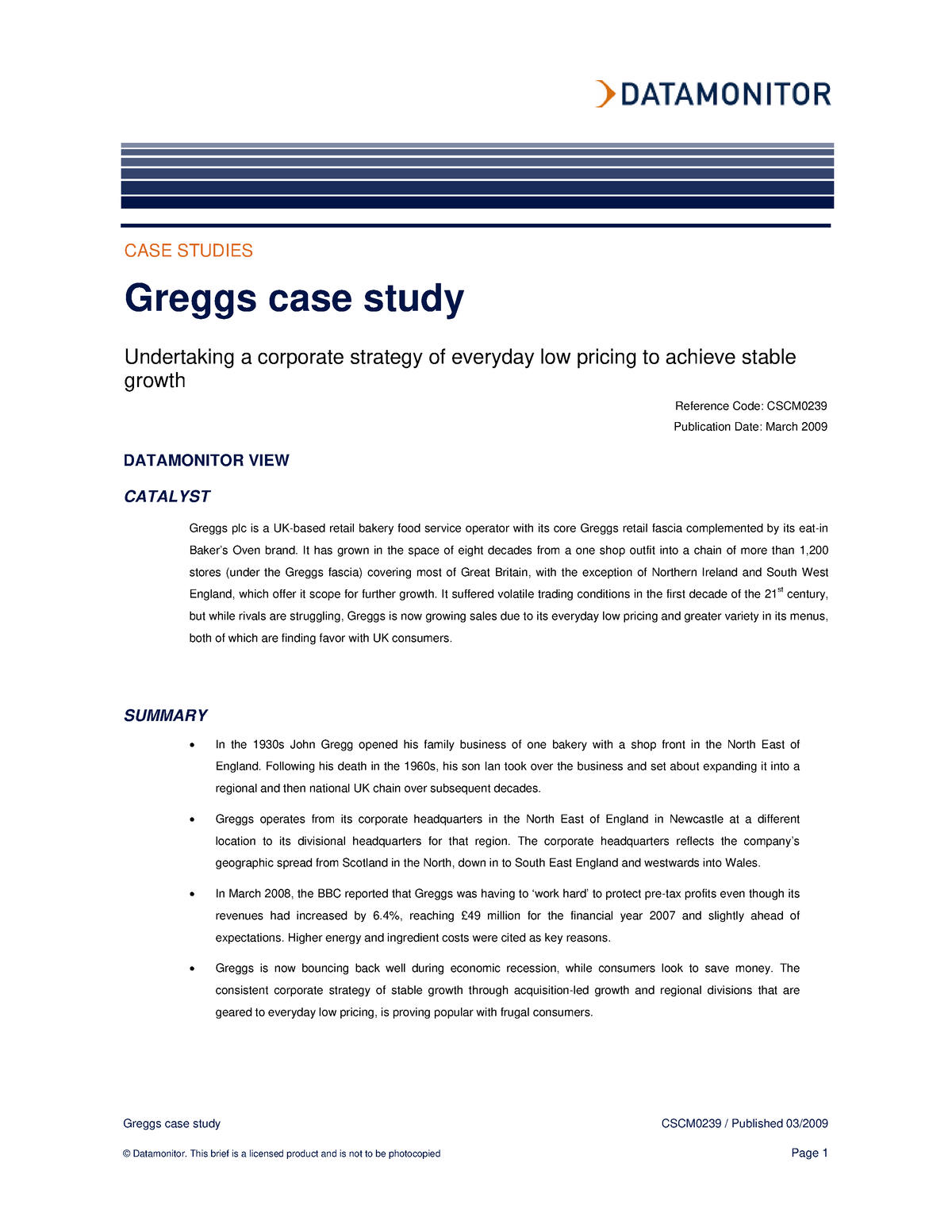 greggs case study gcse business