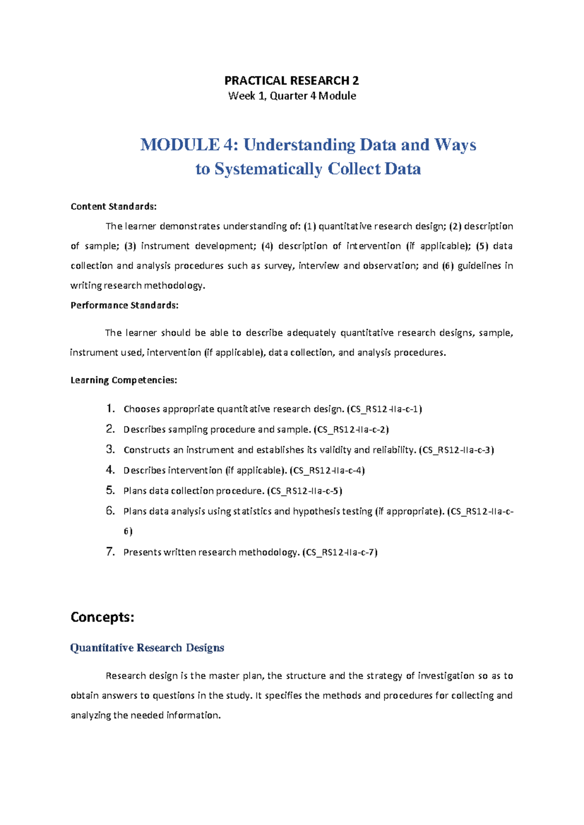 Q4 Week1 Practical Research 2 - PRACTICAL RESEARCH 2 Week 1 , Quarter 4 ...