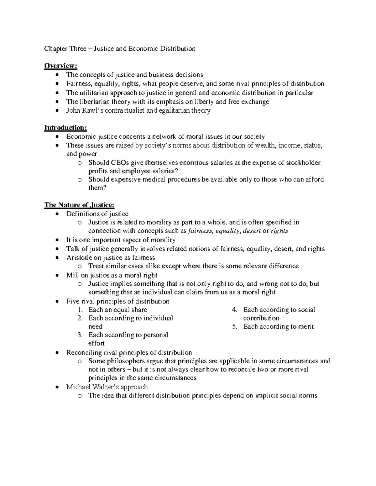 Chapter Three Notes - Morrison - Chapter Three – Justice and Economic ...