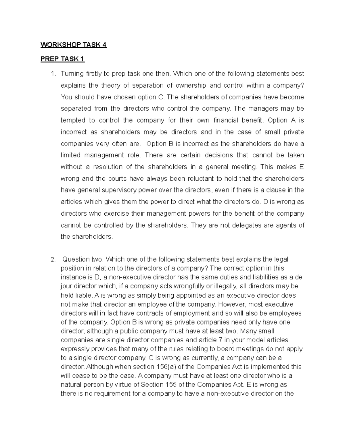 Business LAW Notes TO Workshop 4 - WORKSHOP TASK 4 PREP TASK 1 Turning ...