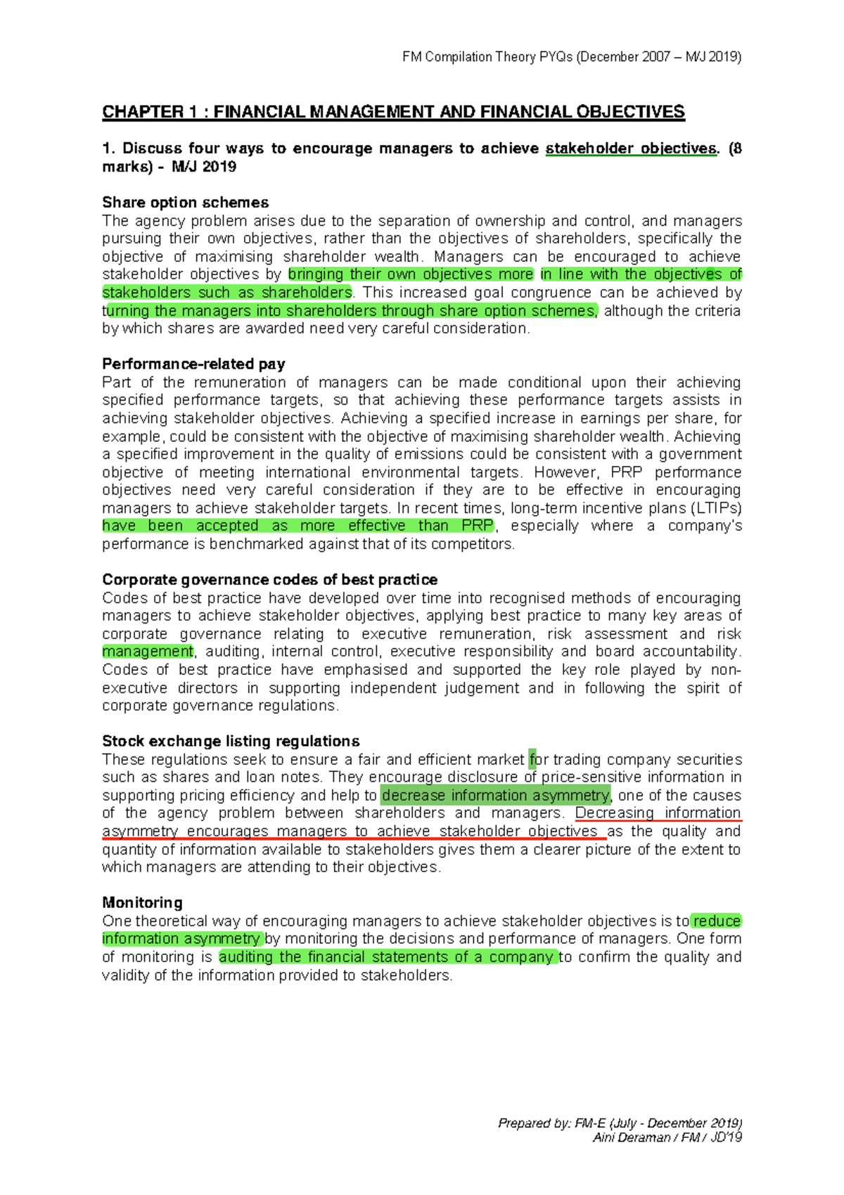 FM Compilation Theory PYQs - Prepared by: FM-E (July - December 2019 ...