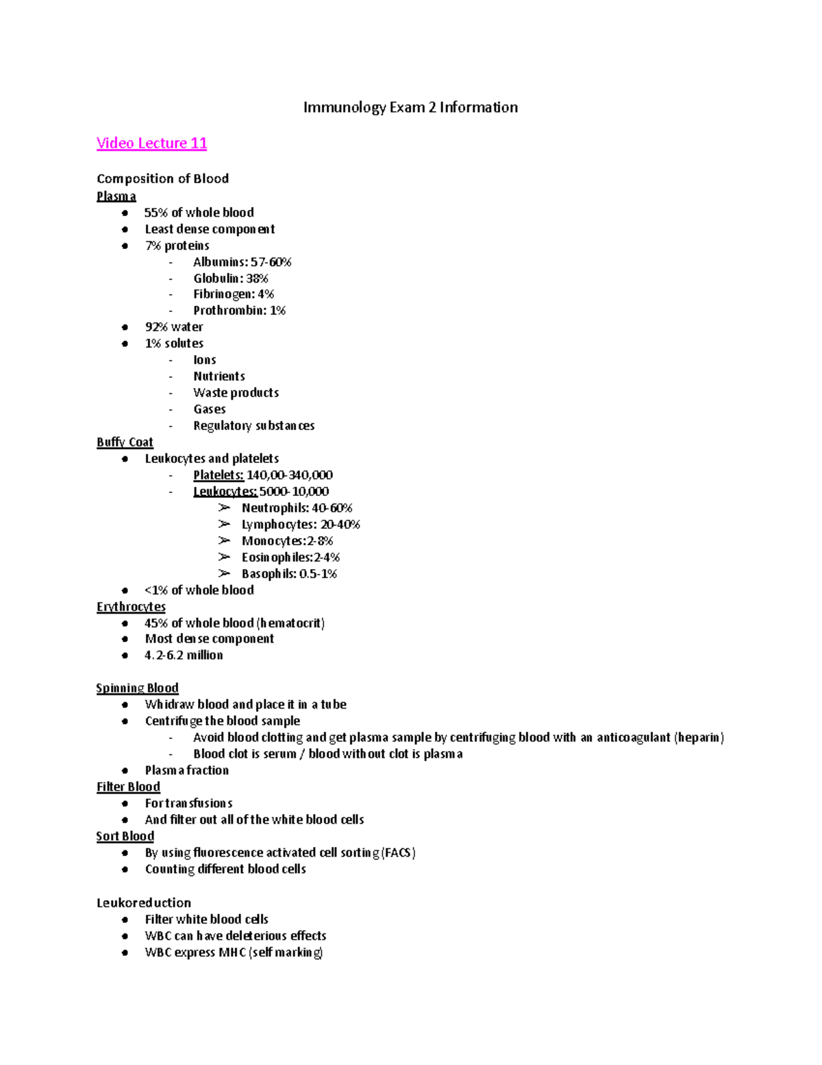 Immunology Notes - Immunology Exam 2 Information Video Lecture 11 ...