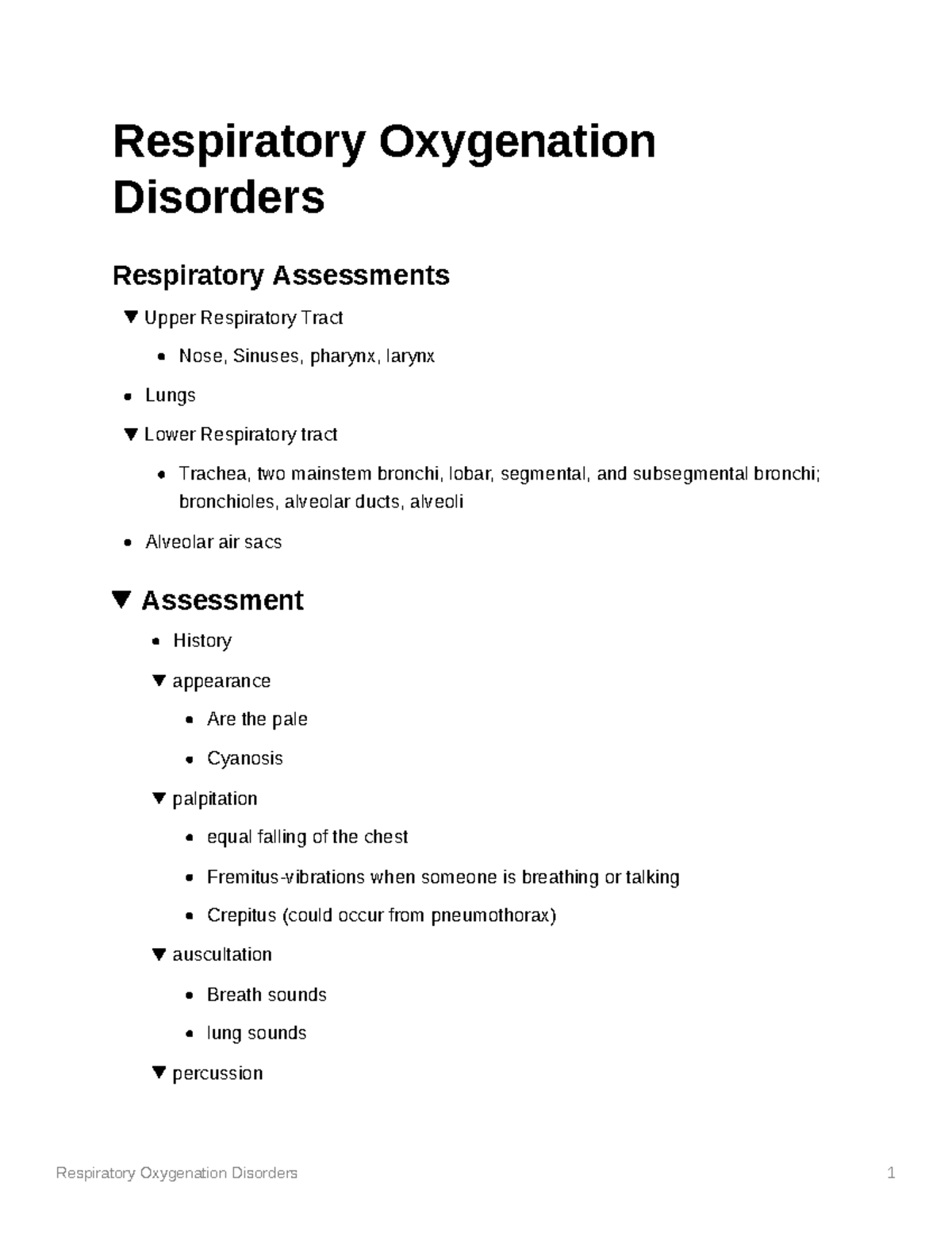 Respiratory Oxygenation Disorders - Respiratory Oxygenation Disorders ...