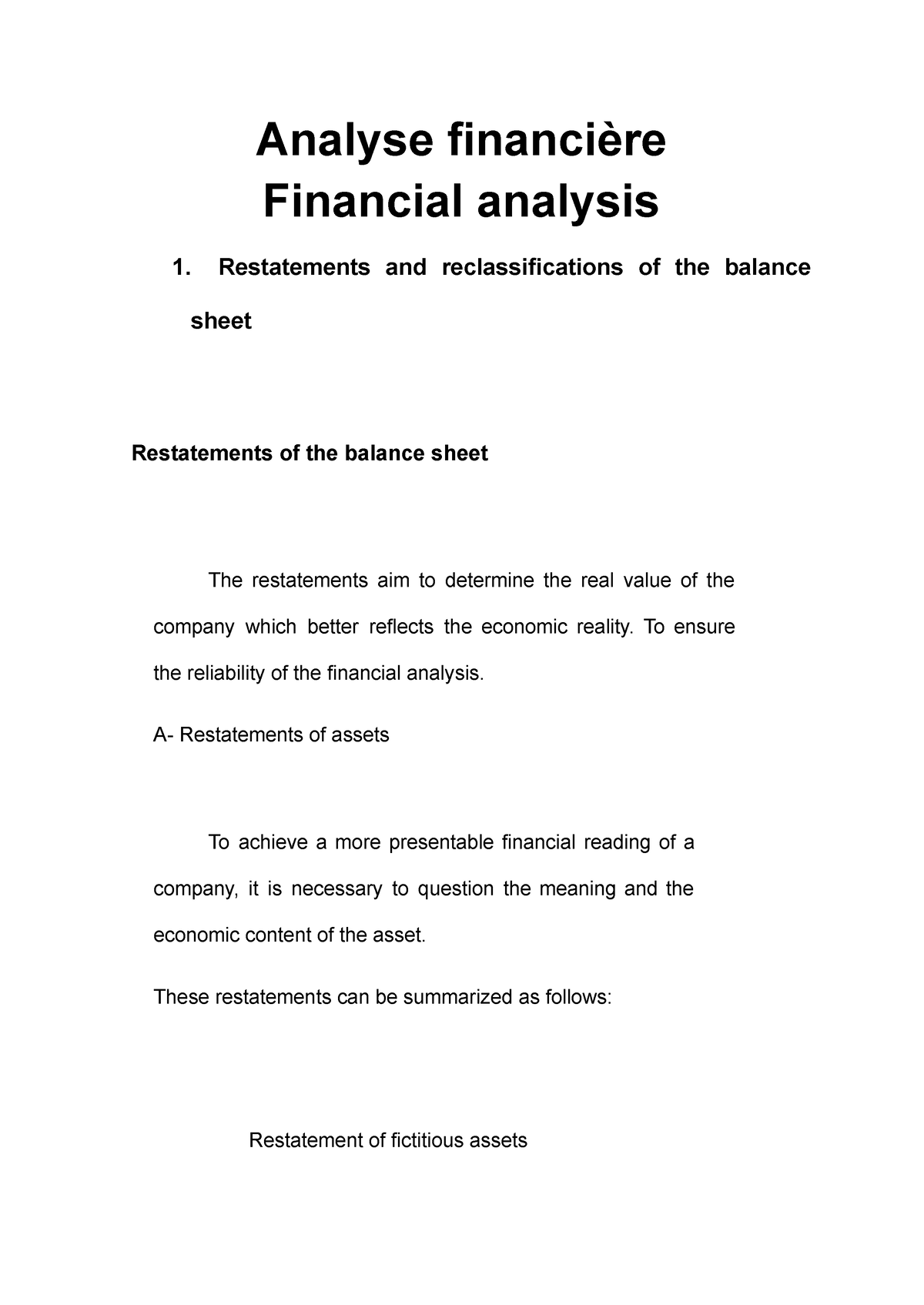 Analyse Financière Aspects Théoriques De L'analyse Financière 3 ...