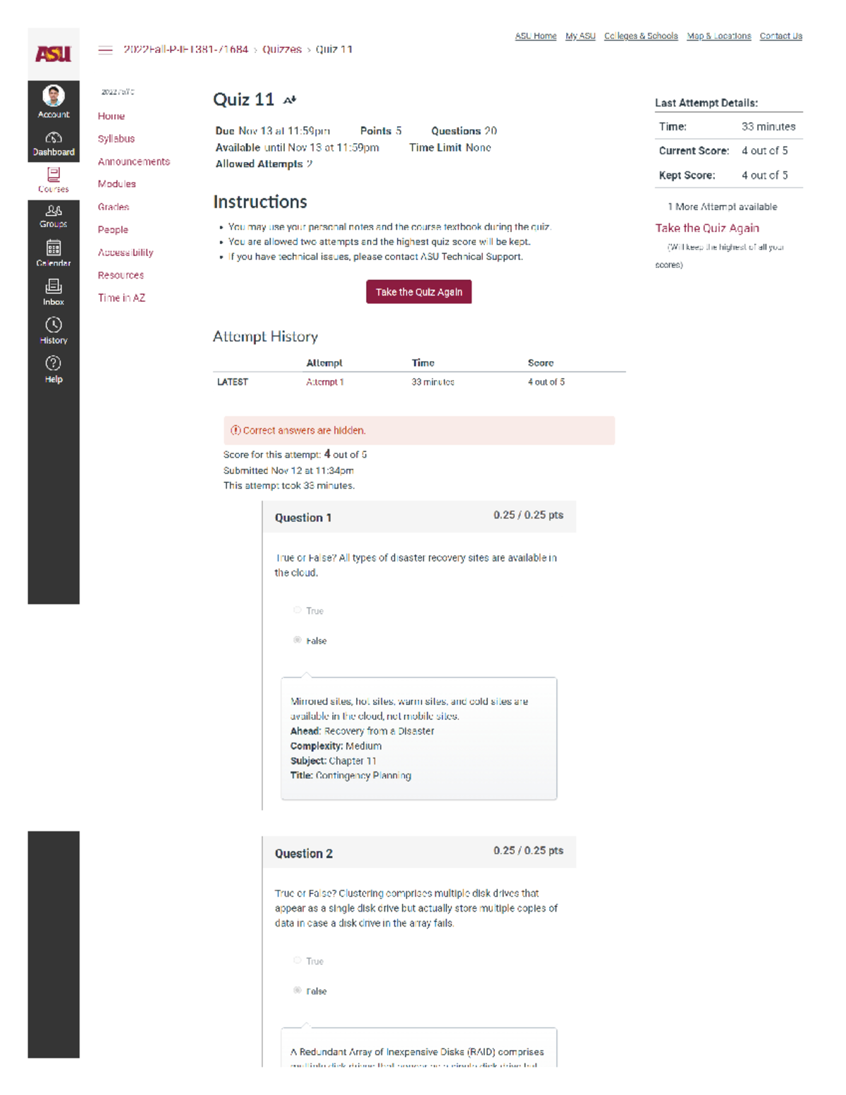 Module 11 quiz set 1 IFT 481 Studocu