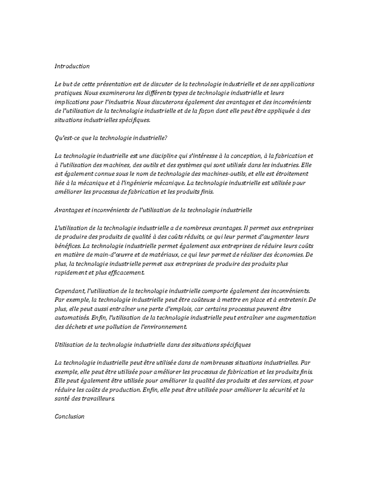 Industrial Technology Study Notes - Introduction Le but de cette ...
