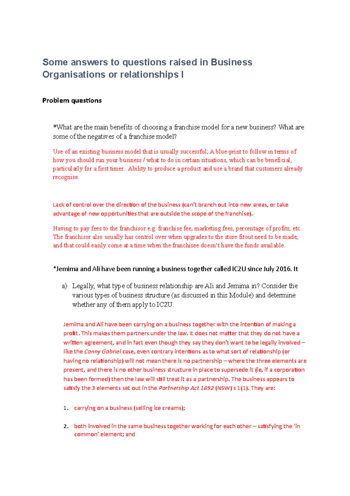 Business structures questions and answers law - Some answers to ...