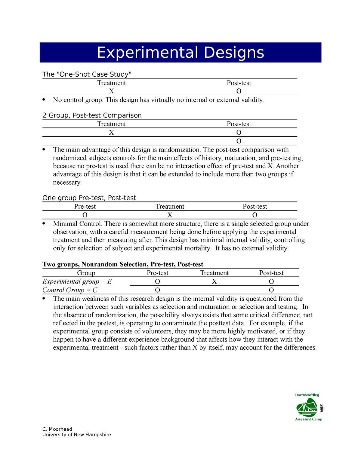 experimental design handout