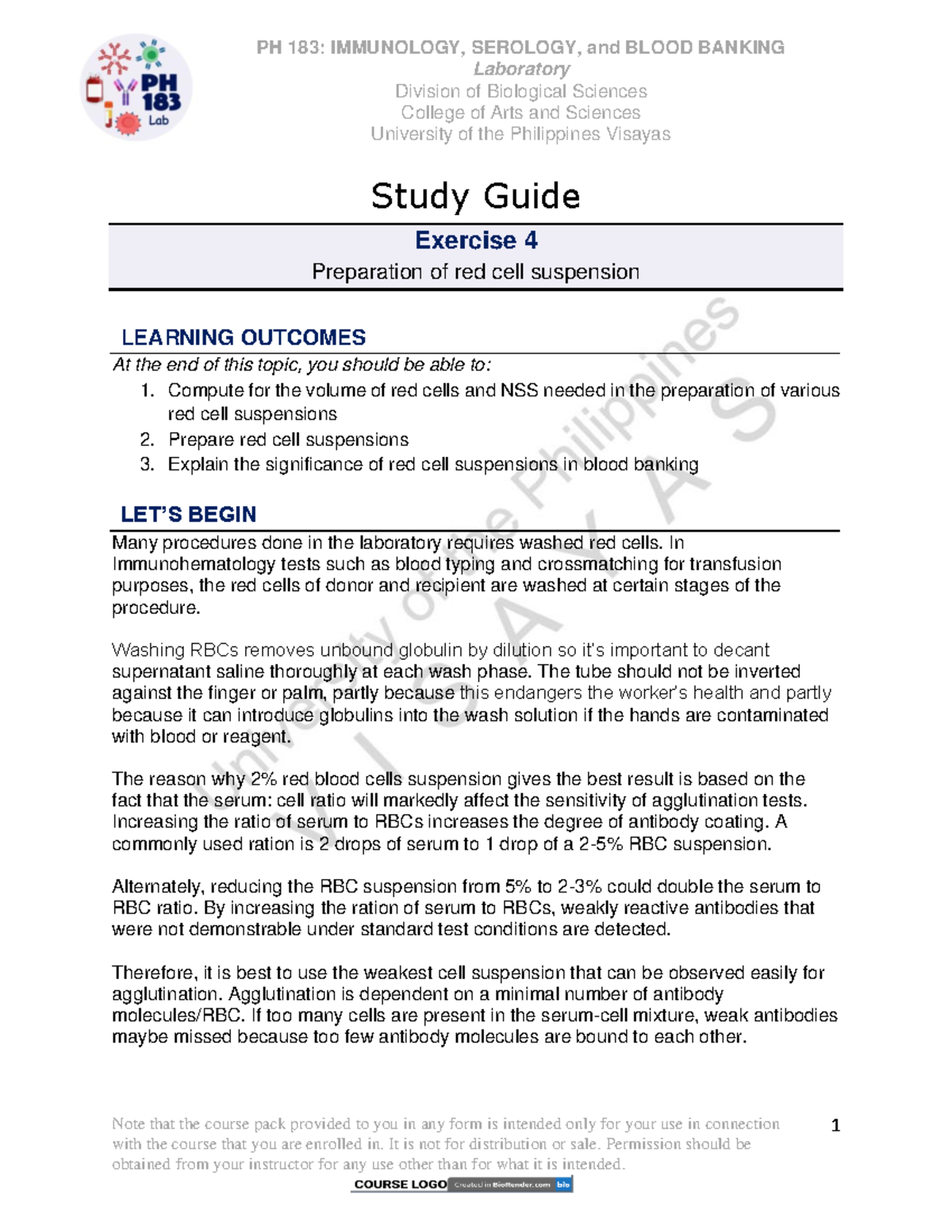 PH 183-Lab Ex 4 - Ydhdhdhdhdhhddjd - Note that the course pack provided ...