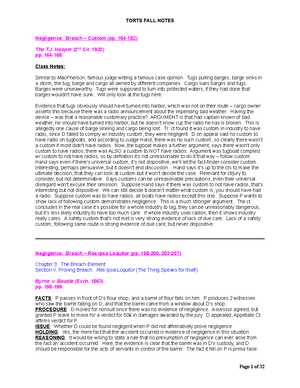 Torts Law Outline -2 - V: Causation: Cause-In-Fact (Factual Causation ...